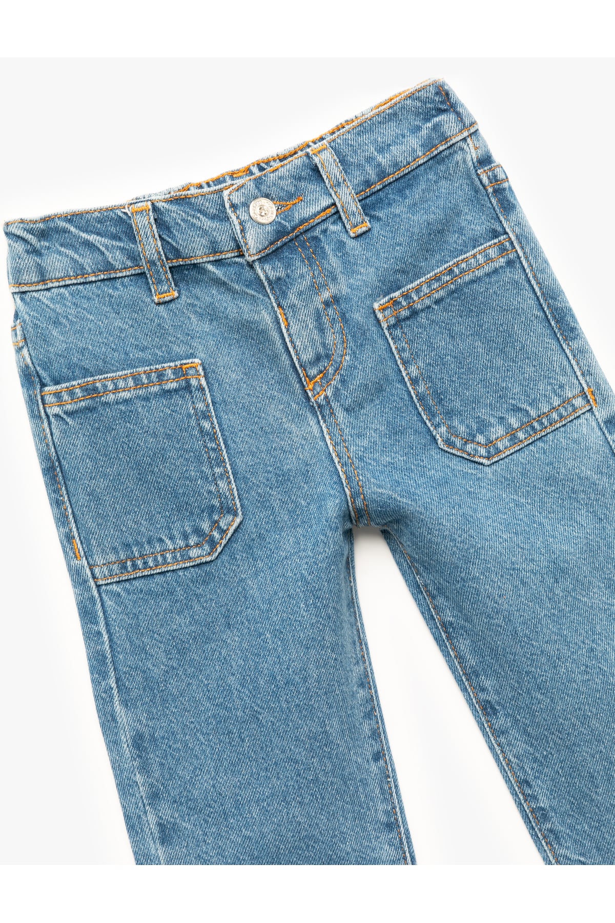Pamuklu Cep Detaylı Denim Pantolon