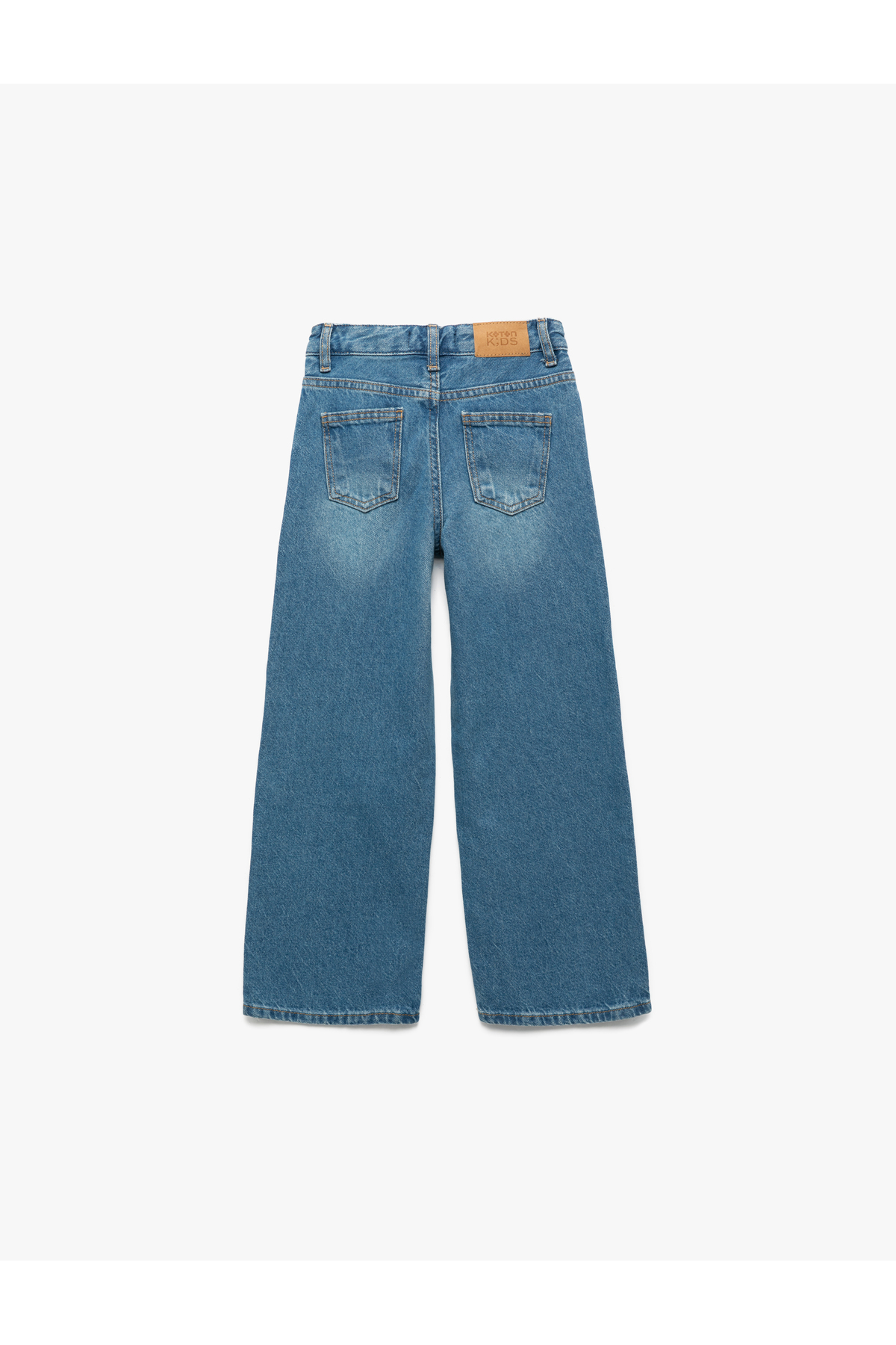 Pamuklu Cep Detaylı Geniş Denim Pantolon