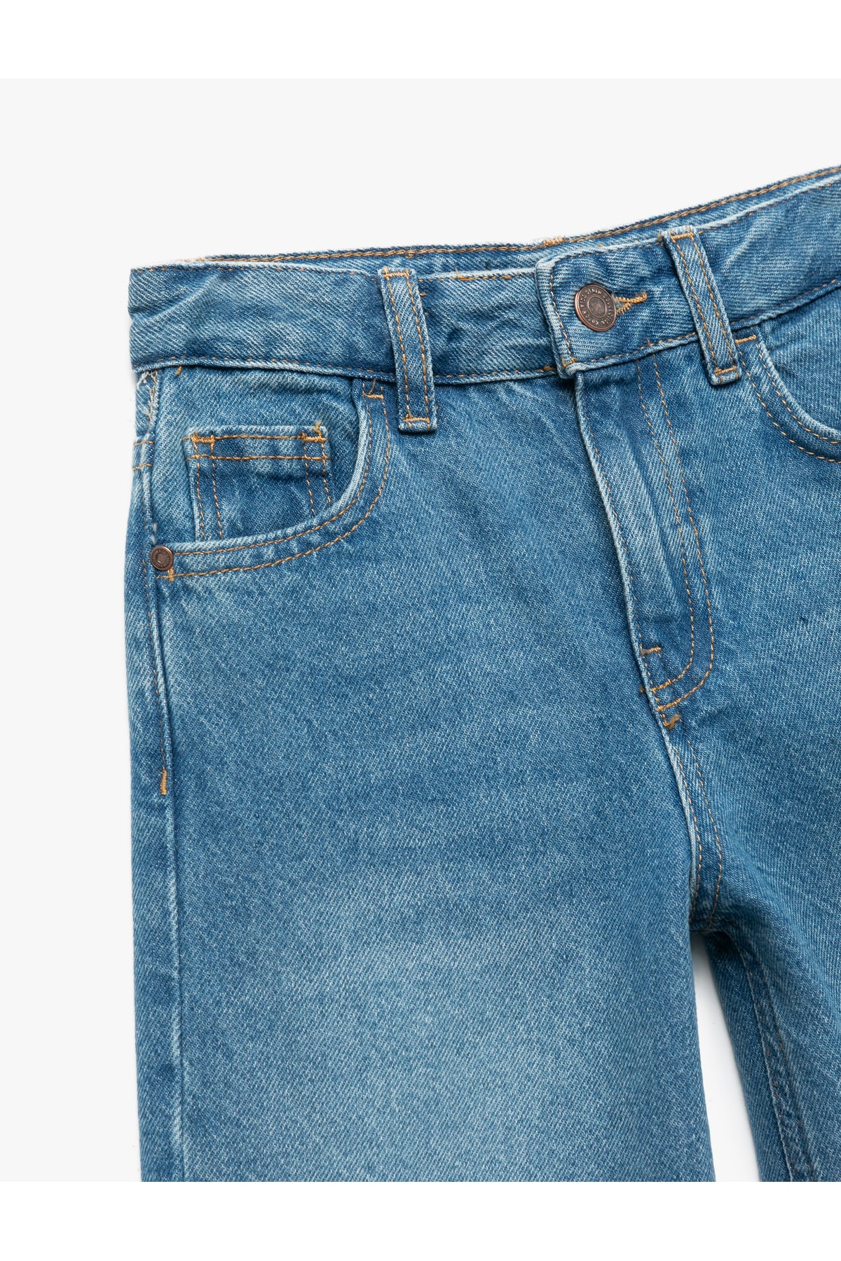Pamuklu Cep Detaylı Geniş Denim Pantolon