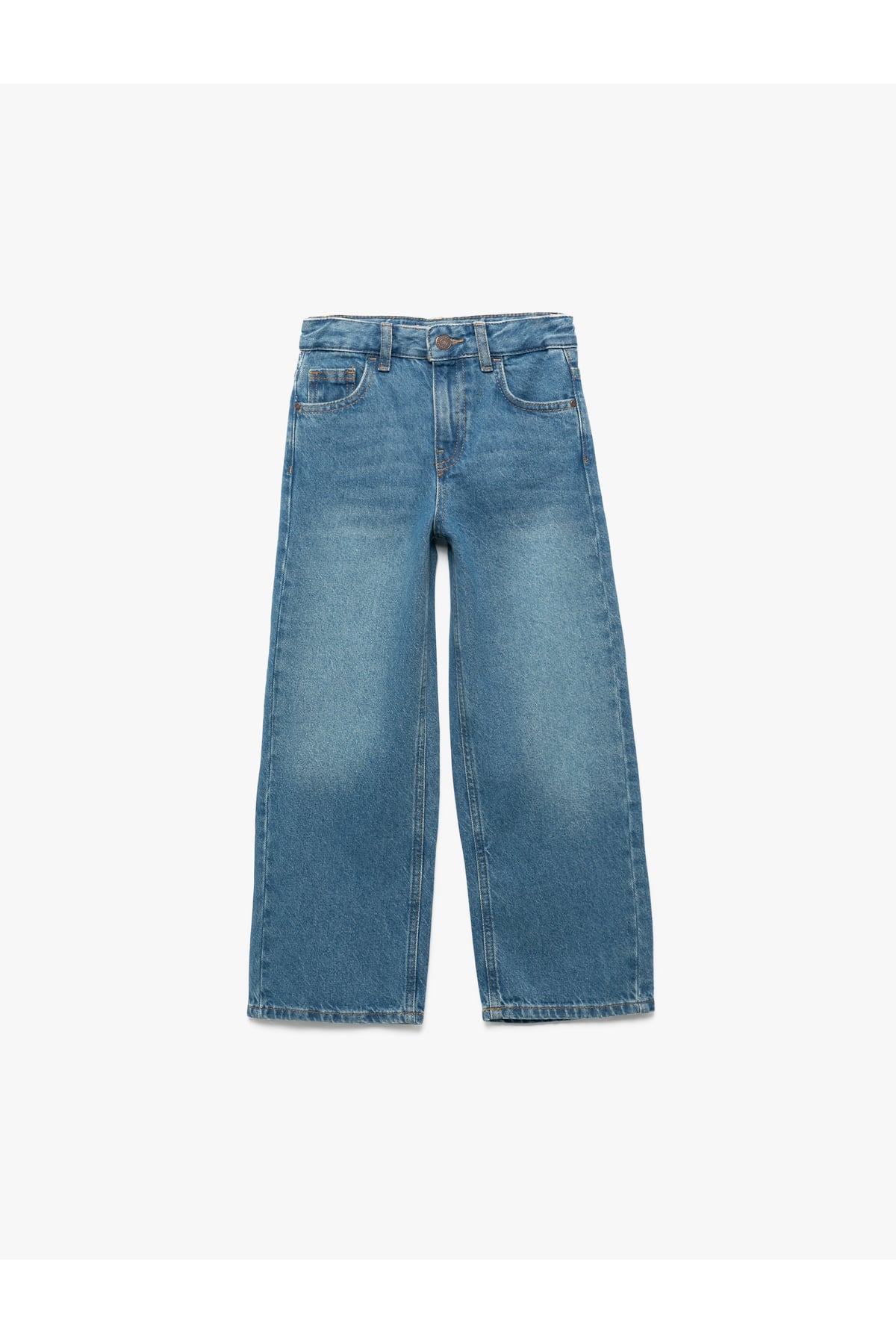Pamuklu Cep Detaylı Geniş Denim Pantolon