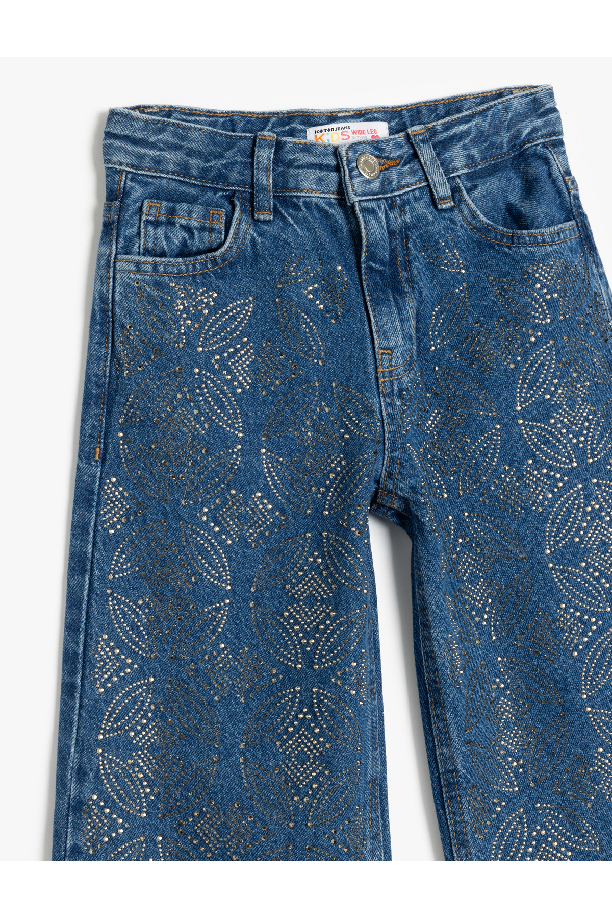 Pamuklu Cep Detaylı Geniş Paça Denim Pantolon