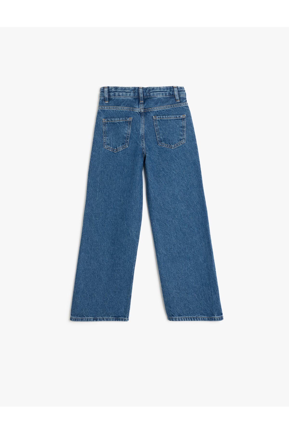 Pamuklu Cep Detaylı Geniş Paça Denim Pantolon