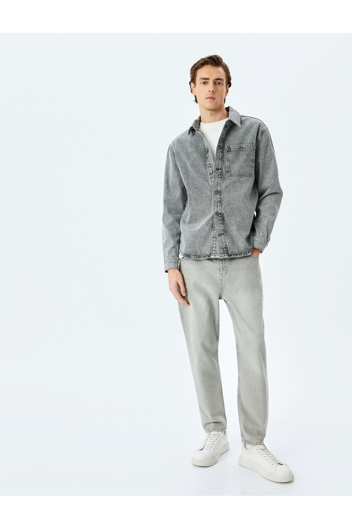 Pamuklu Cep Detaylı Loose Fit Jean Pantolon