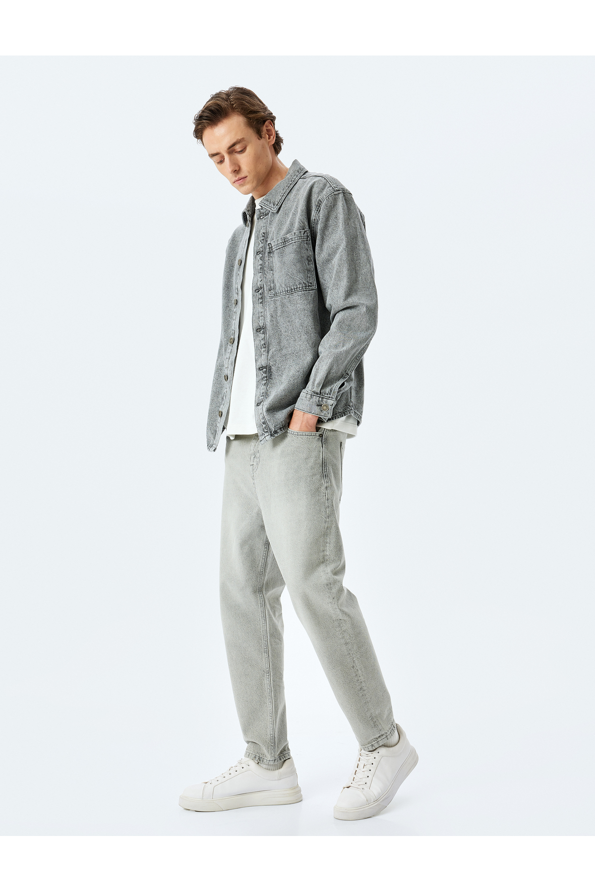 Pamuklu Cep Detaylı Loose Fit Jean Pantolon