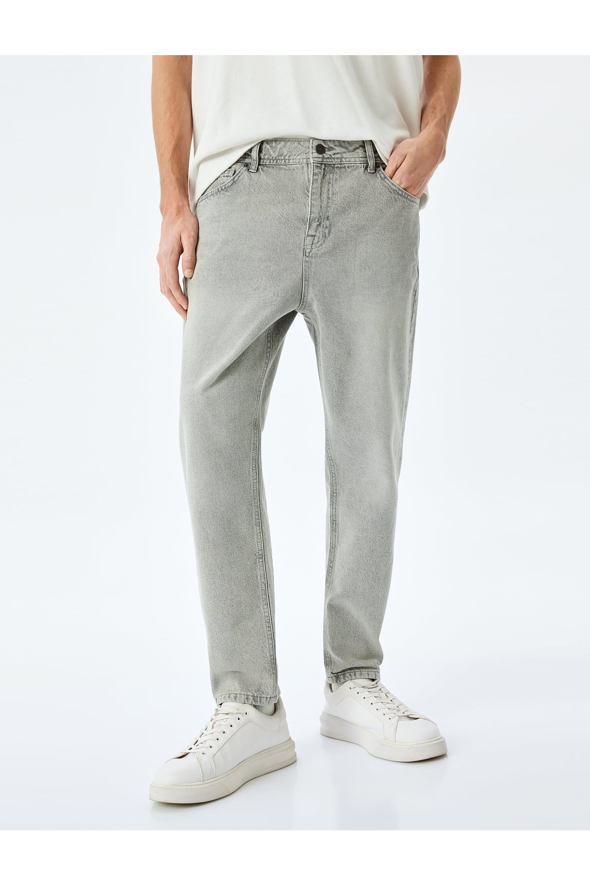 Pamuklu Cep Detaylı Loose Fit Jean Pantolon