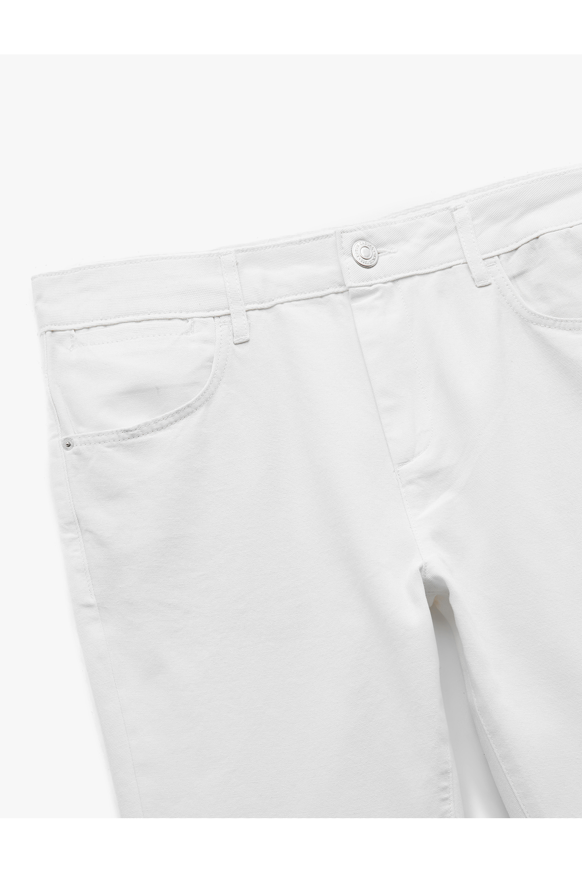 Pamuklu Cep Detaylı Regular Fit Düğmeli Kanvas Pantolon