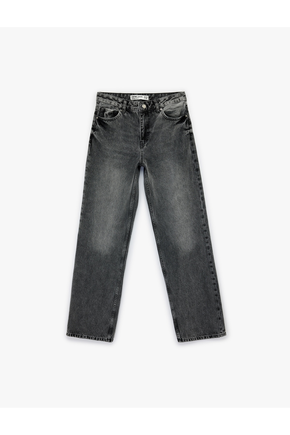 Pamuklu Cepli Düğmeli Düz Paça Yıkamalı Jean Pantolon - Straight Fit Jean