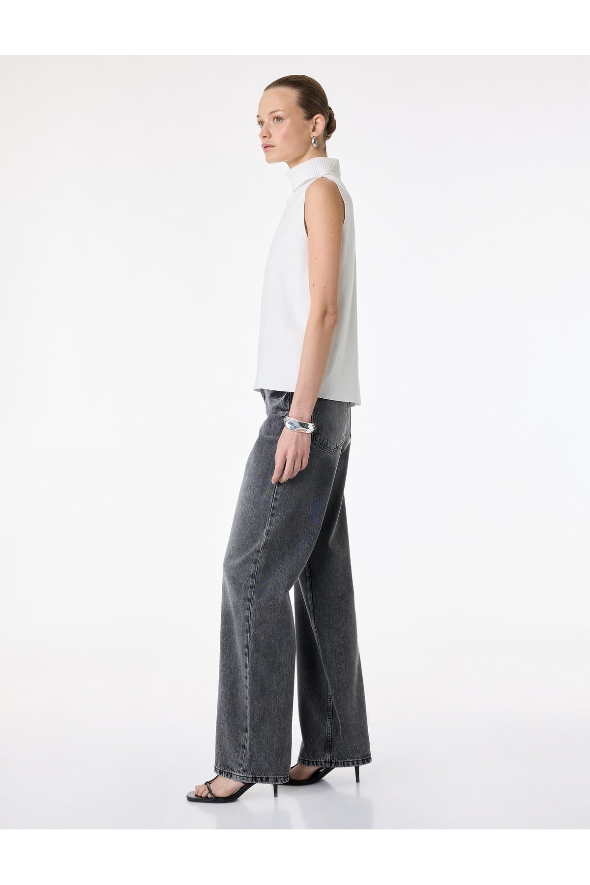 Pamuklu Cepli Düğmeli Düz Paça Yıkamalı Jean Pantolon - Straight Fit Jean