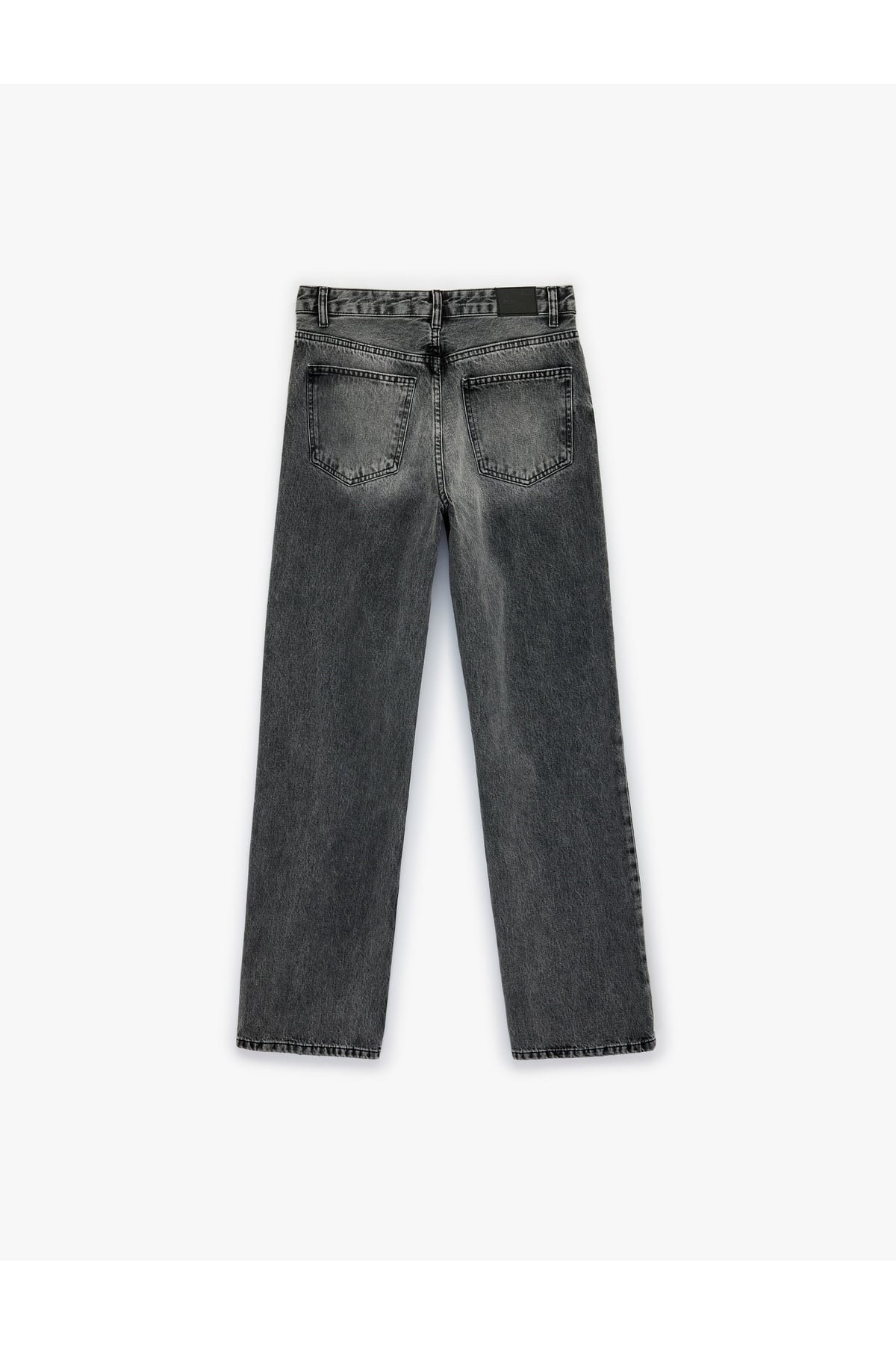 Pamuklu Cepli Düğmeli Düz Paça Yıkamalı Jean Pantolon - Straight Fit Jean