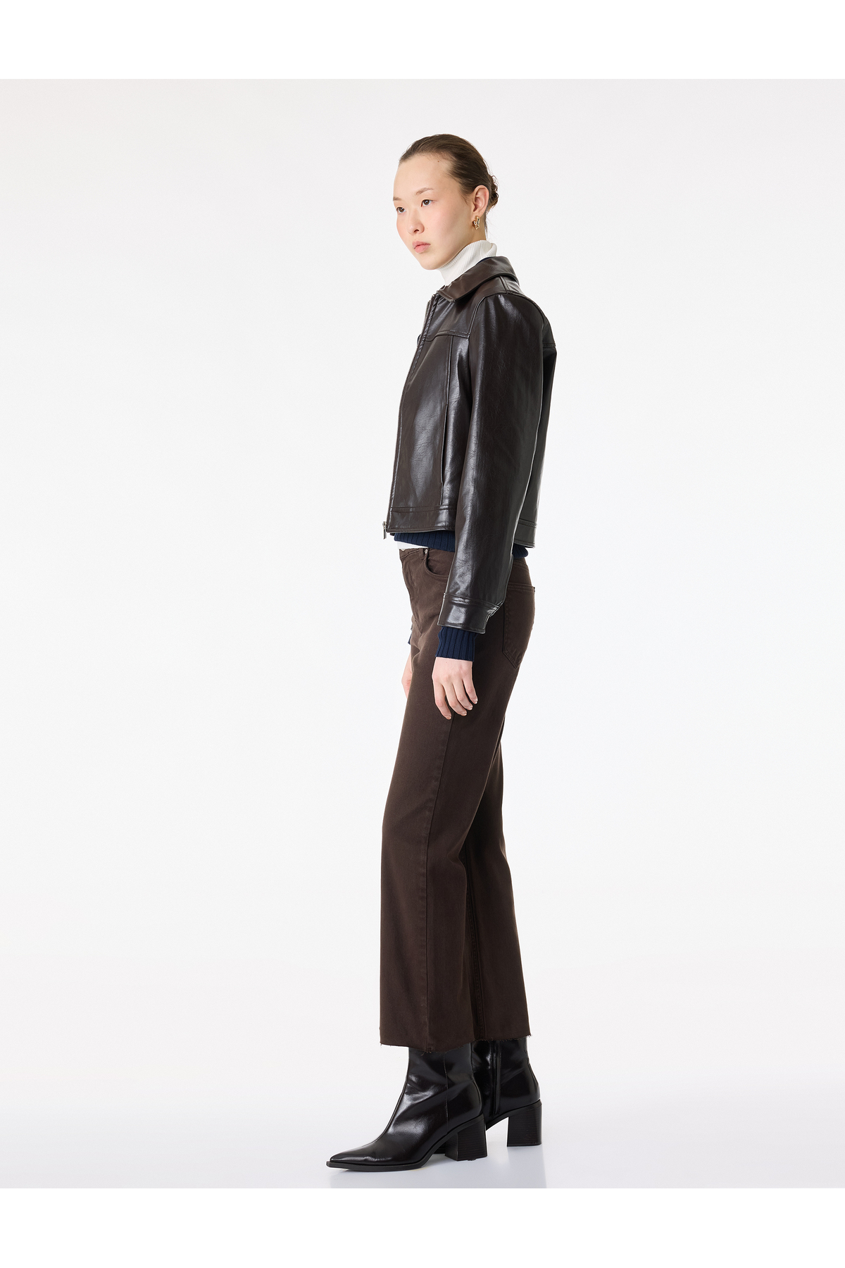 Pamuklu Cepli Düğmeli İspanyol Paça Crop Jean Pantolon - Kick Flare Jeans