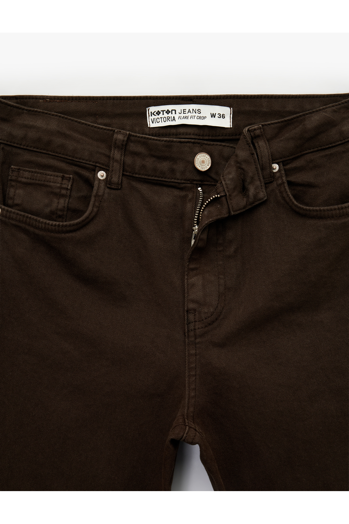 Pamuklu Cepli Düğmeli İspanyol Paça Crop Jean Pantolon - Kick Flare Jeans