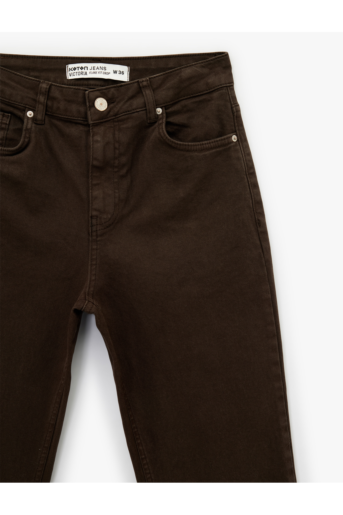 Pamuklu Cepli Düğmeli İspanyol Paça Crop Jean Pantolon - Kick Flare Jeans