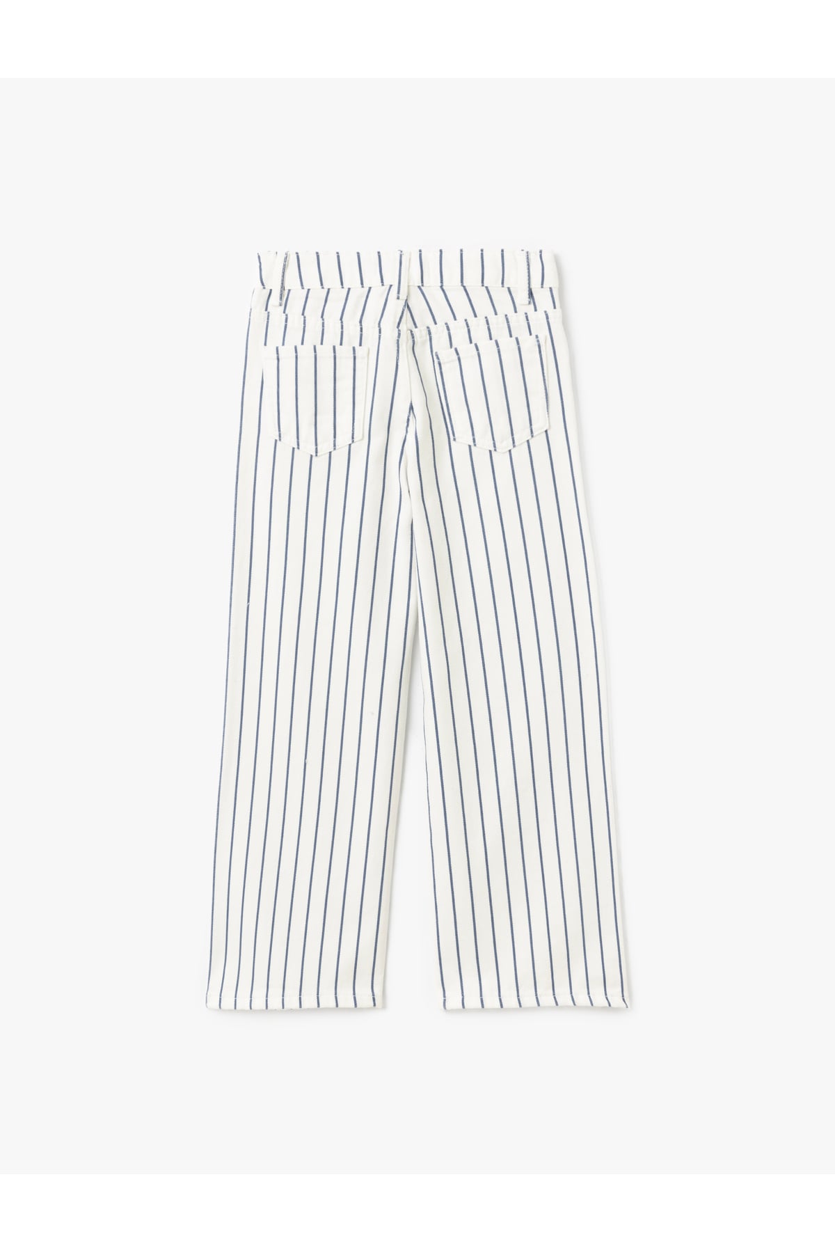 Pamuklu Çizgili Bol Paça Denim Pantolon