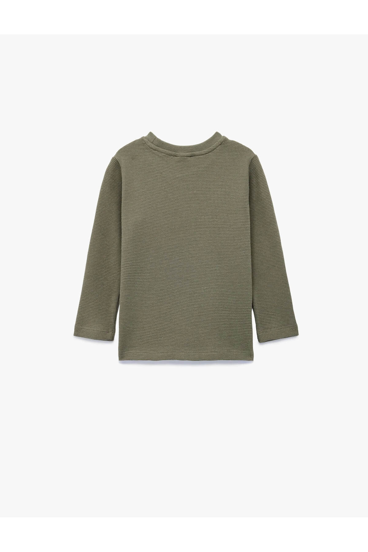 Pamuklu Dokulu Basic Haki Erkek Bebek Uzun Kollu T-shirt 6WMB10284TK