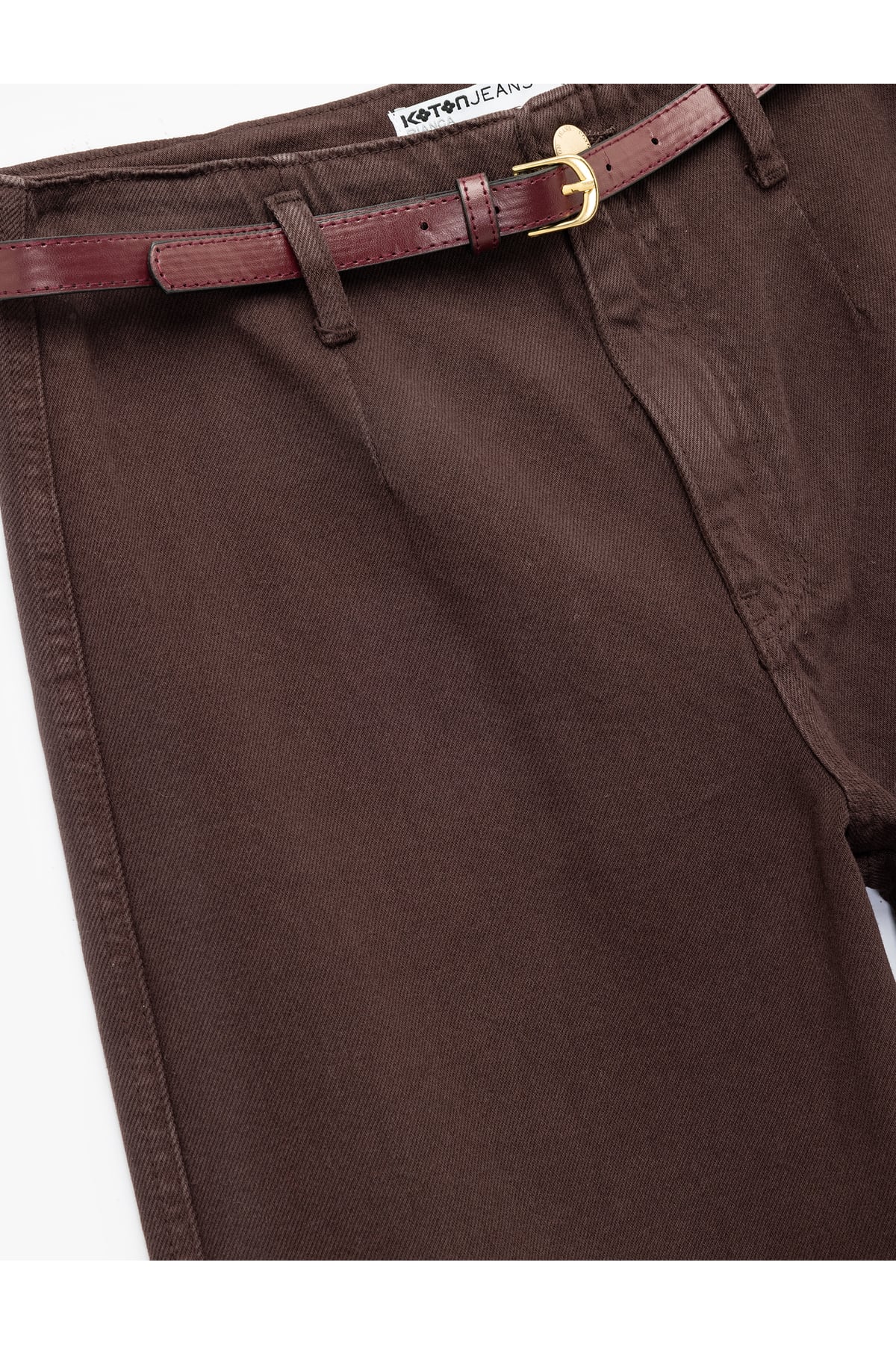 Pamuklu Geniş Paça Kemerli Crop Pantolon - Wide Leg Jeans
