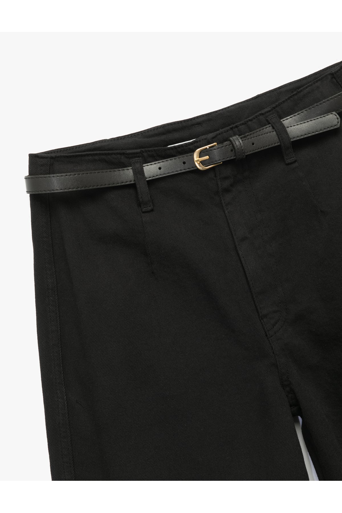 Pamuklu Geniş Paça Kemerli Crop Pantolon - Wide Leg Jeans