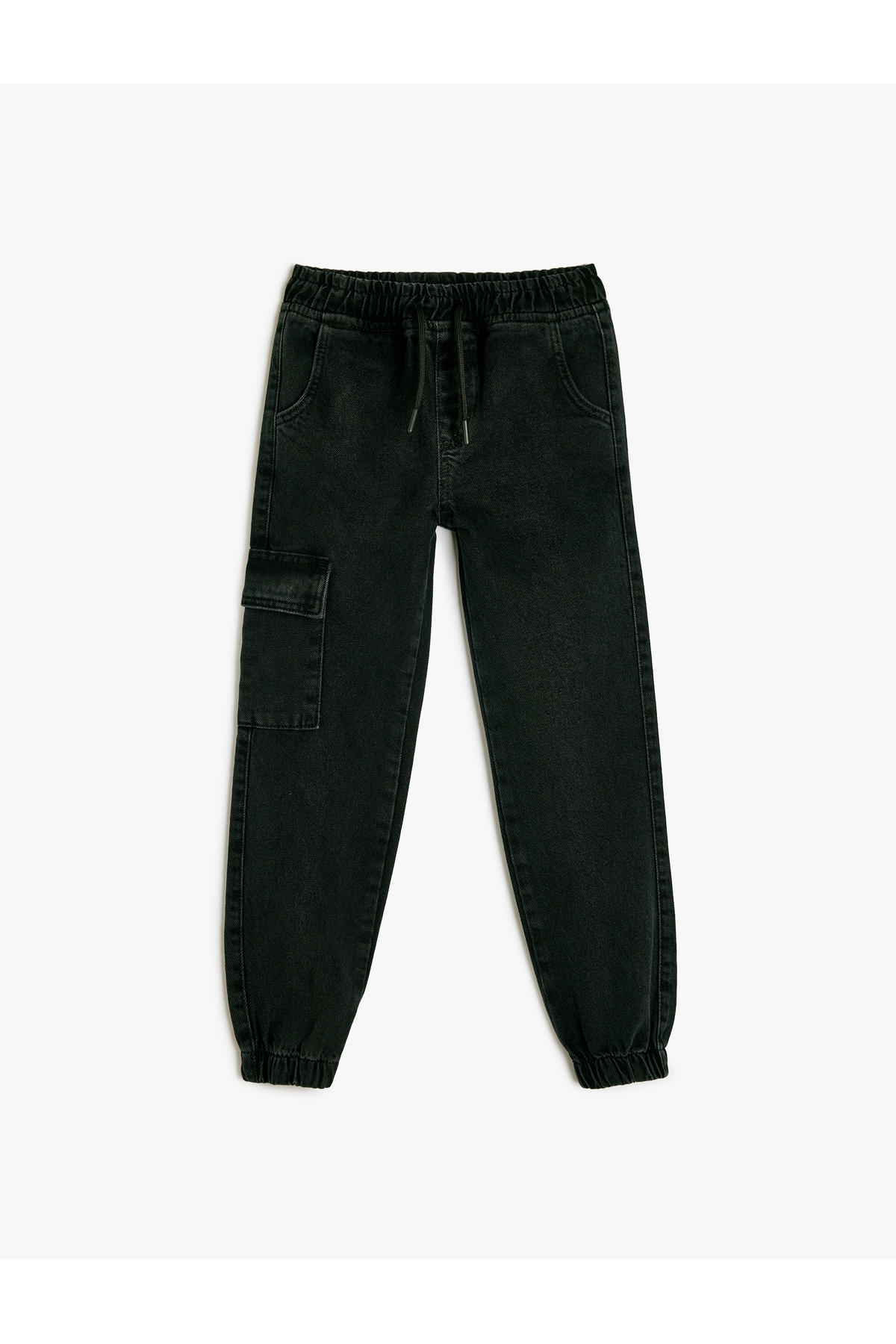 Pamuklu Kapaklı Cep Detaylı Beli Bağlamalı Jogger Denim Pantolon