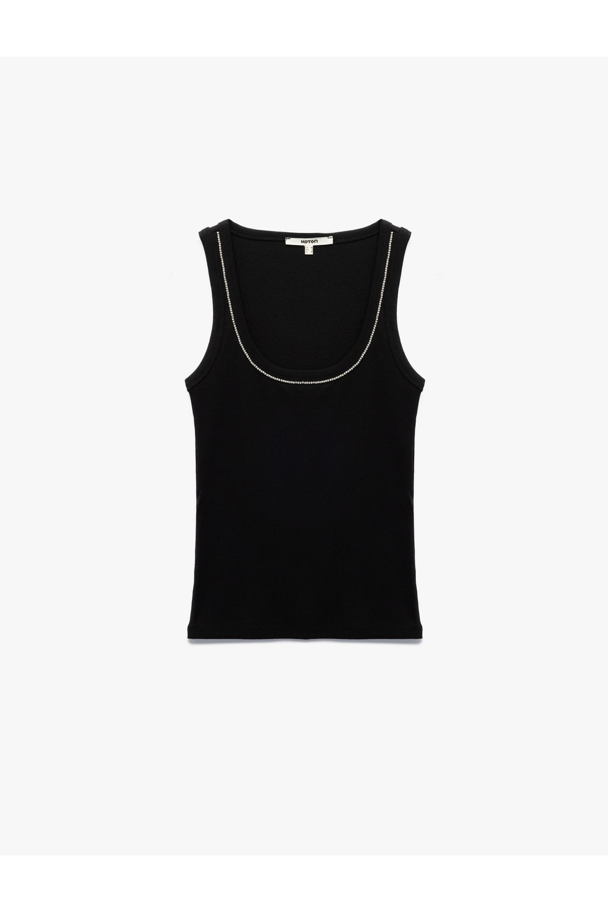 Pamuklu Kaşkorse Slim Fit U Yaka Boncuk İşlemeli Fitilli Atlet