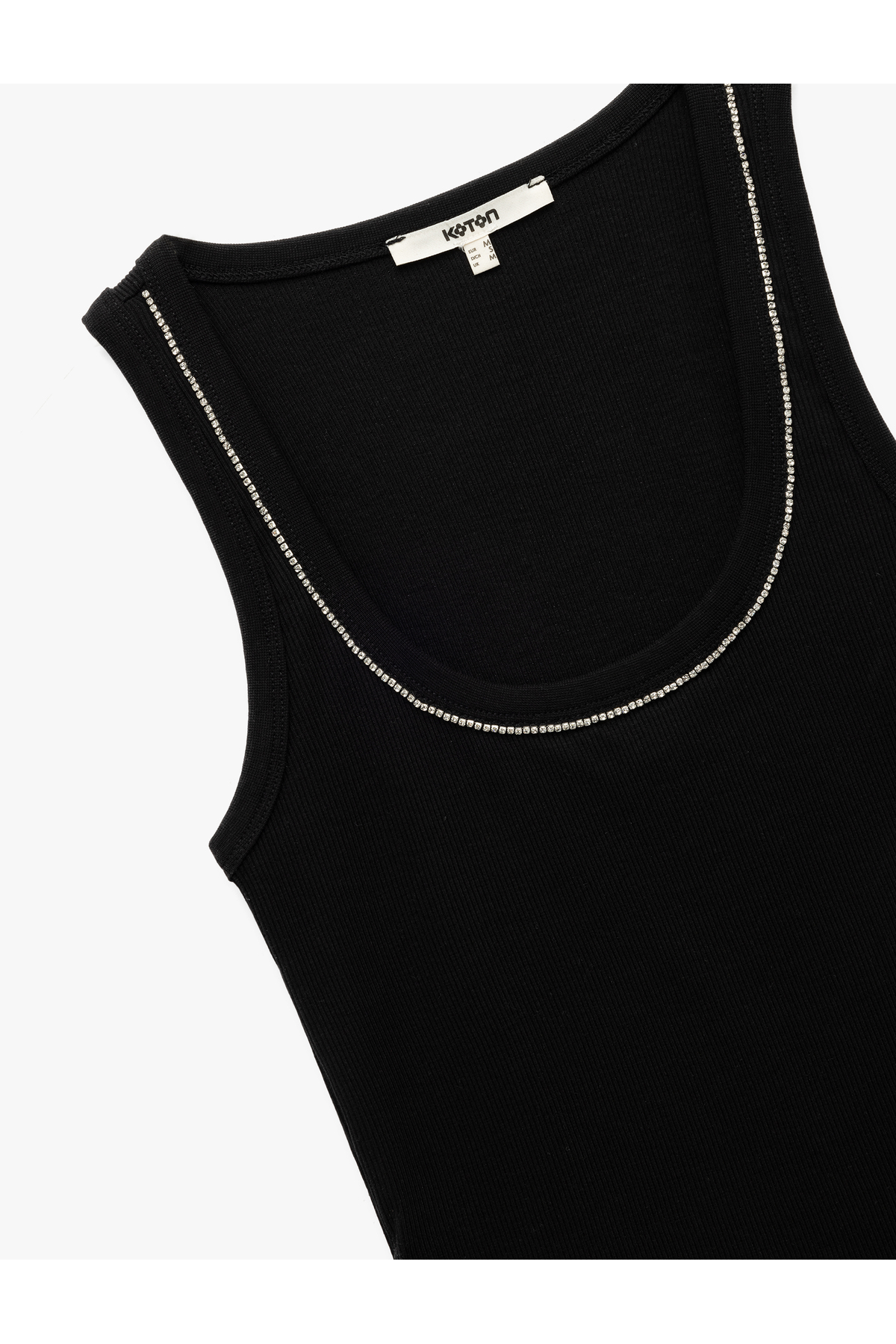 Pamuklu Kaşkorse Slim Fit U Yaka Boncuk İşlemeli Fitilli Atlet
