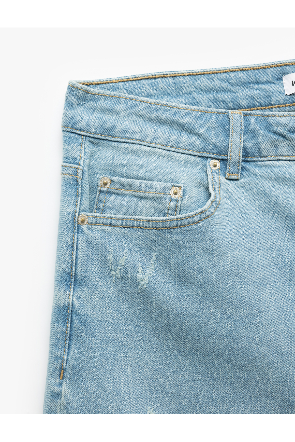Pamuklu Katlamalı Paça Bermuda Slim Fit Denim Şort