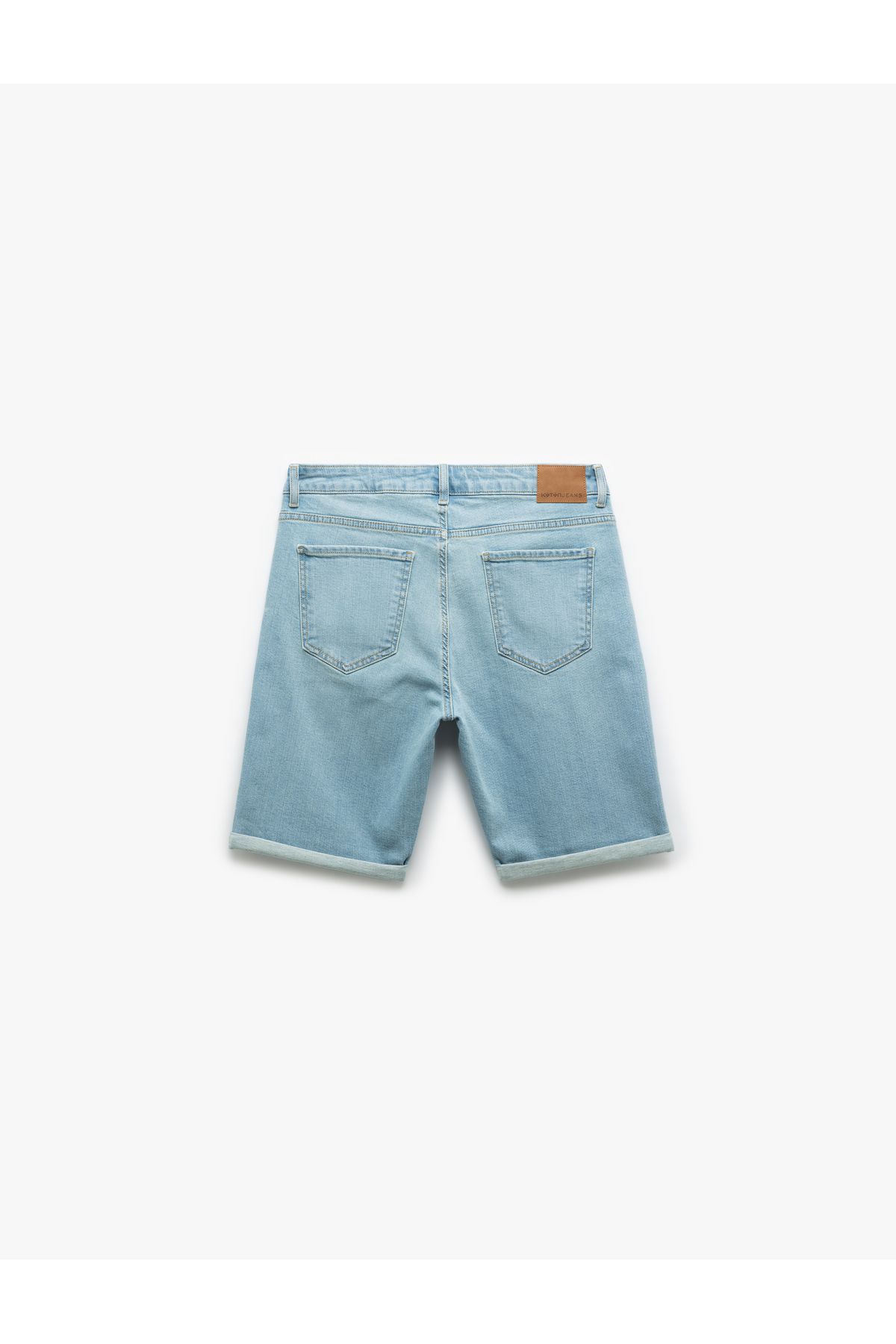 Pamuklu Katlamalı Paça Bermuda Slim Fit Denim Şort