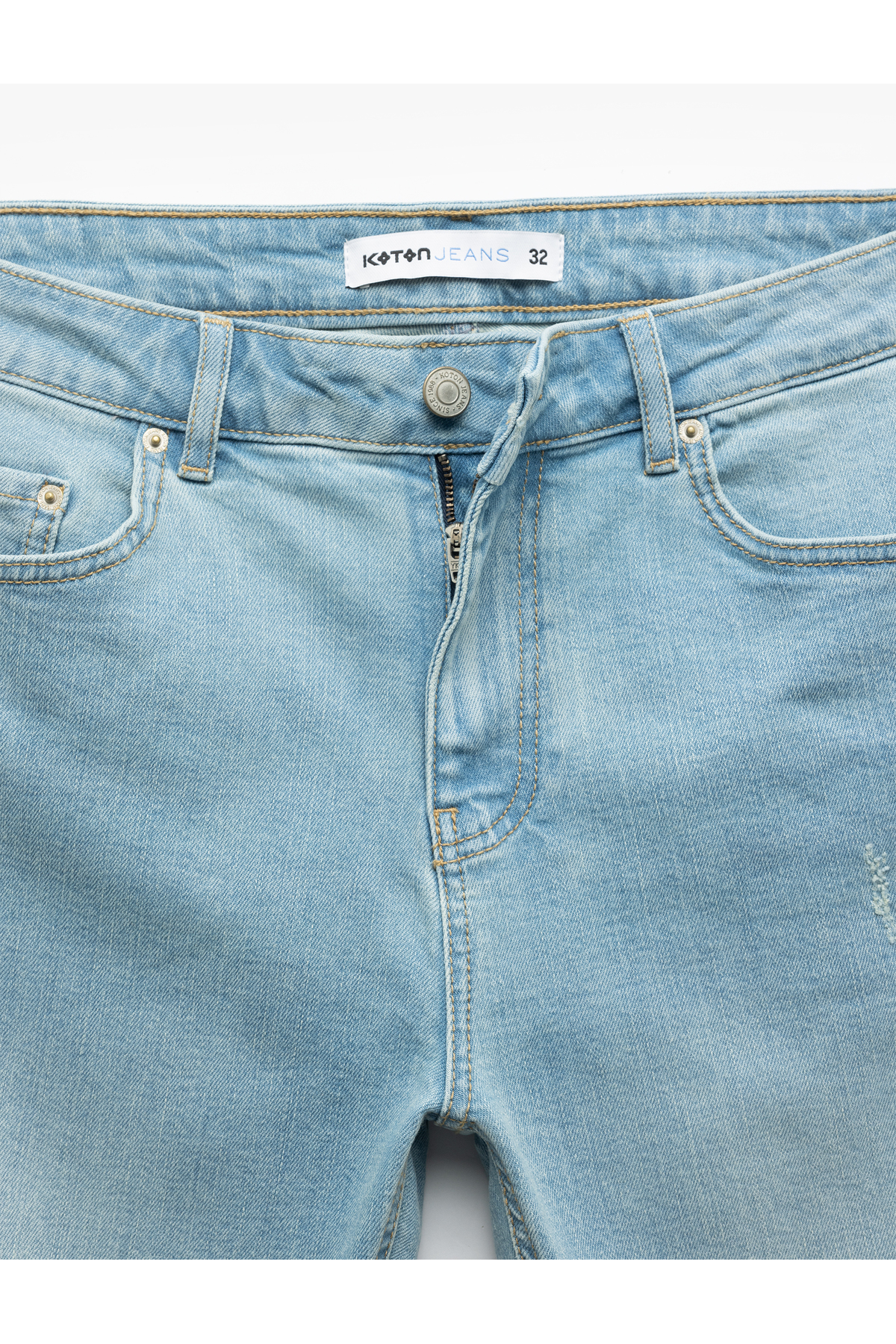 Pamuklu Katlamalı Paça Bermuda Slim Fit Denim Şort