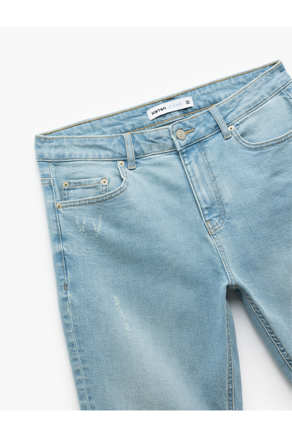 Pamuklu Katlamalı Paça Bermuda Slim Fit Denim Şort