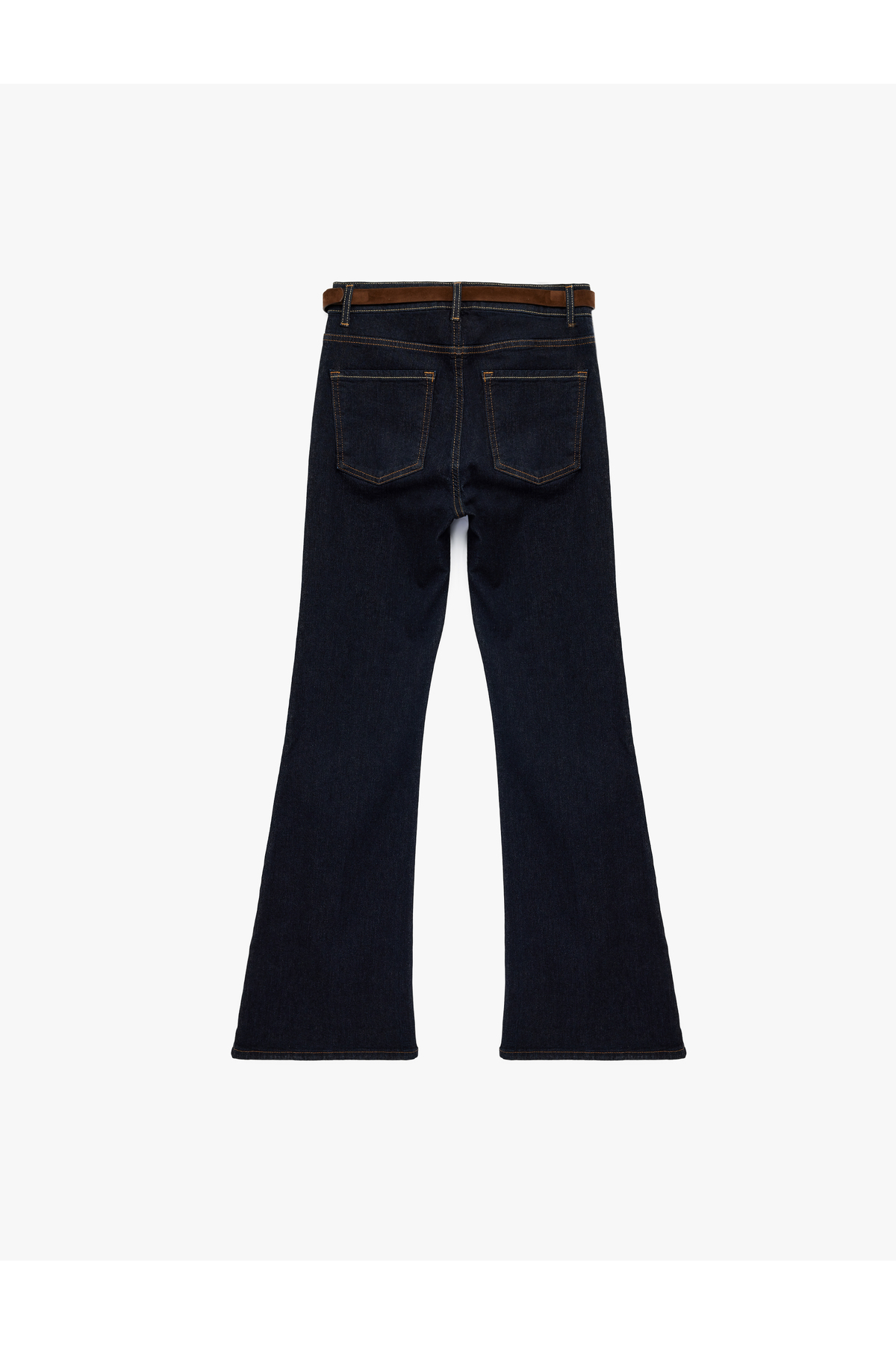Pamuklu Kemerli İspanyol Paça Dar Kesim Denim Pantolon - Flare Jeans