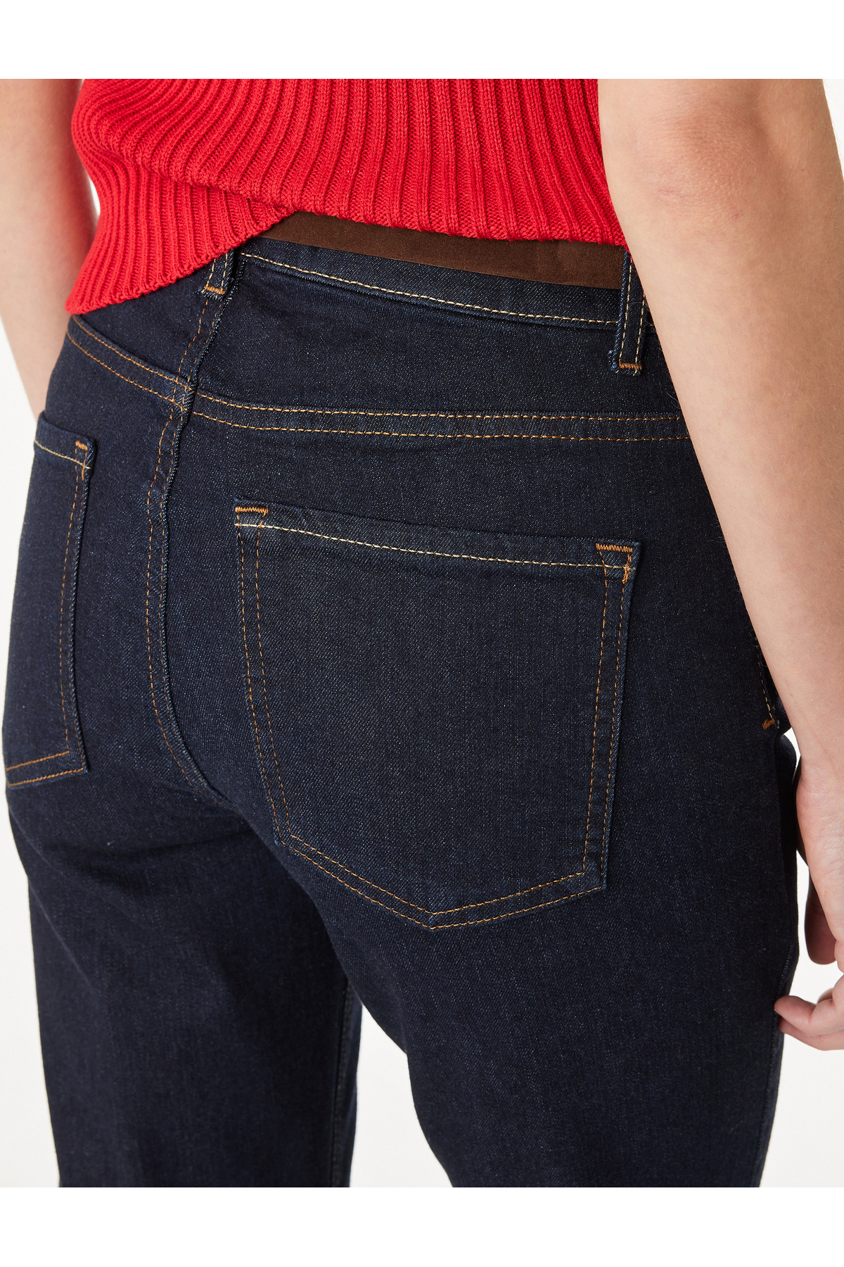 Pamuklu Kemerli İspanyol Paça Dar Kesim Denim Pantolon - Flare Jeans