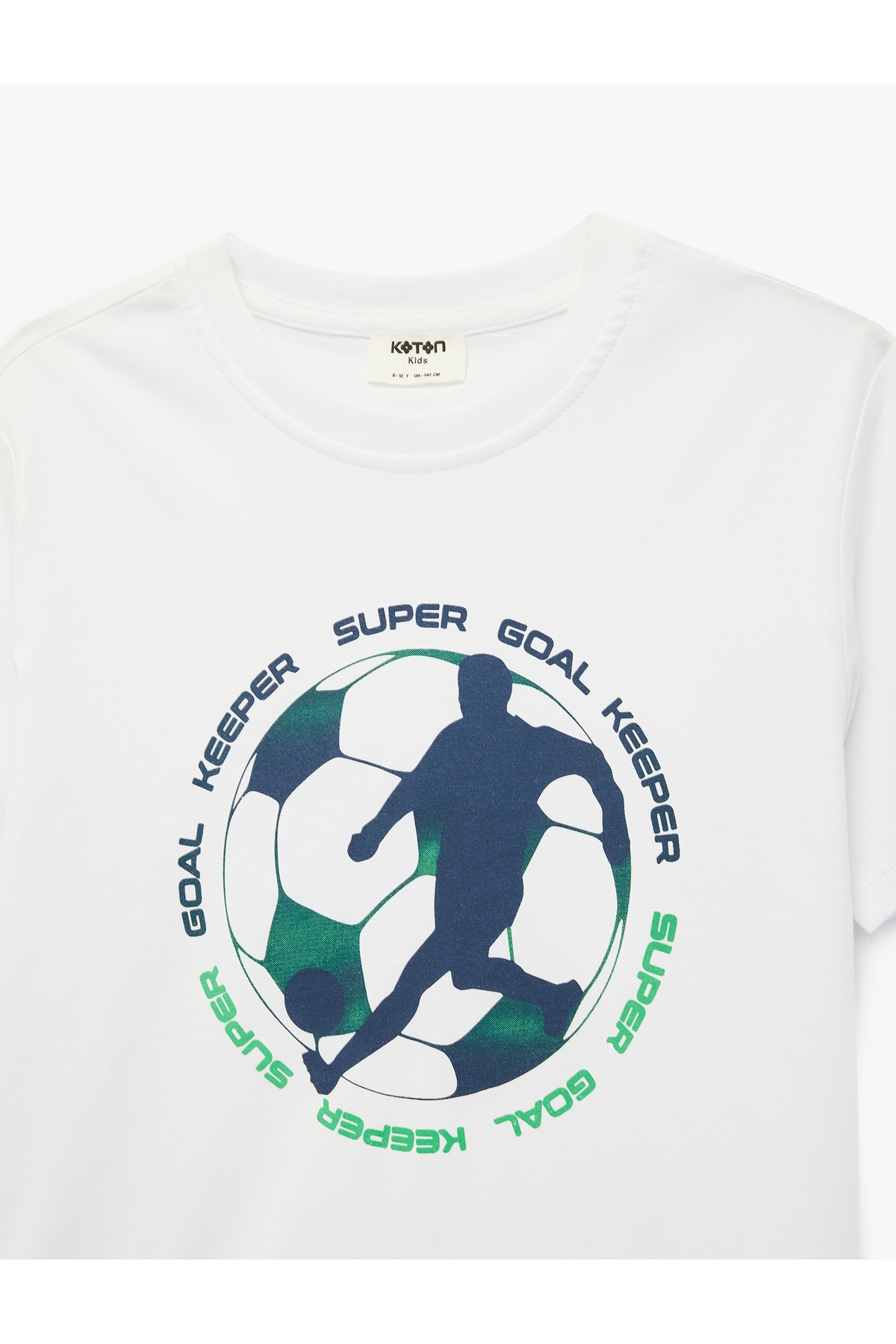 Pamuklu Kısa Kollu Bisiklet Yaka Futbol Baskılı Tişört