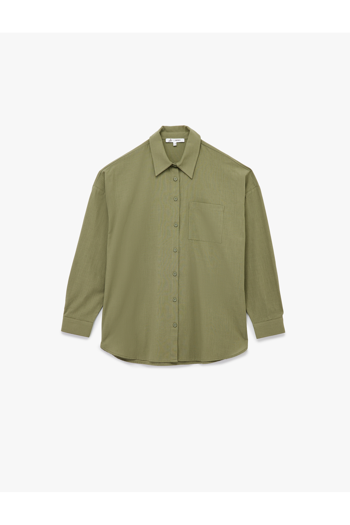 Pamuklu Klasik Yaka Düğmeli Uzun Kollu Oversize Gömlek