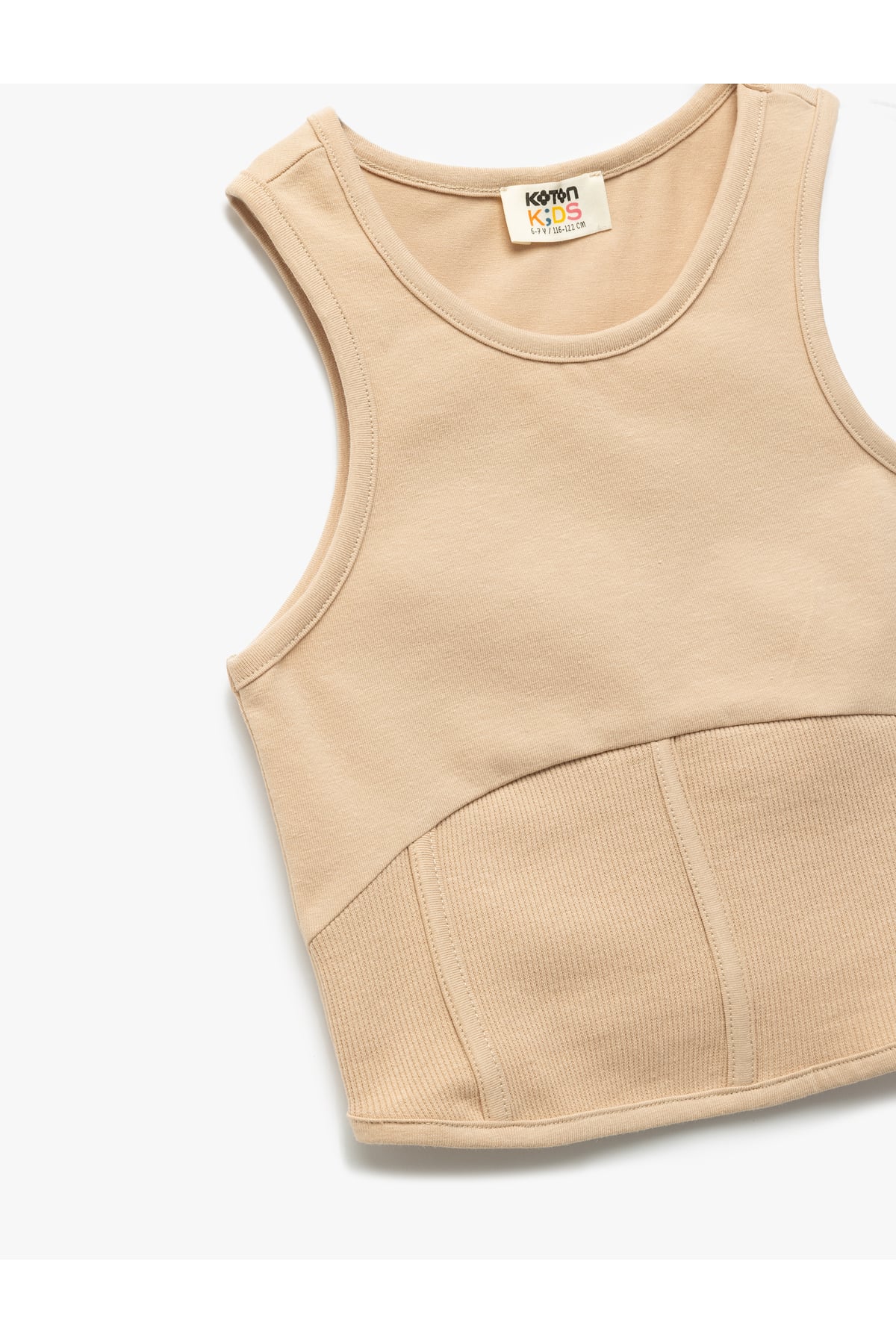 Pamuklu Korse Detaylı Bisiklet Yaka Kolsuz Crop Atlet