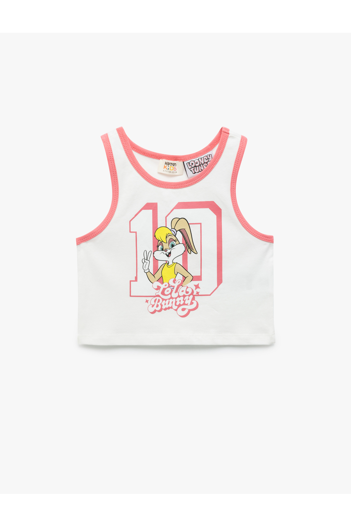 Pamuklu Lisanslı Bisiklet Yaka Baskılı Lola Bunny Crop Atlet