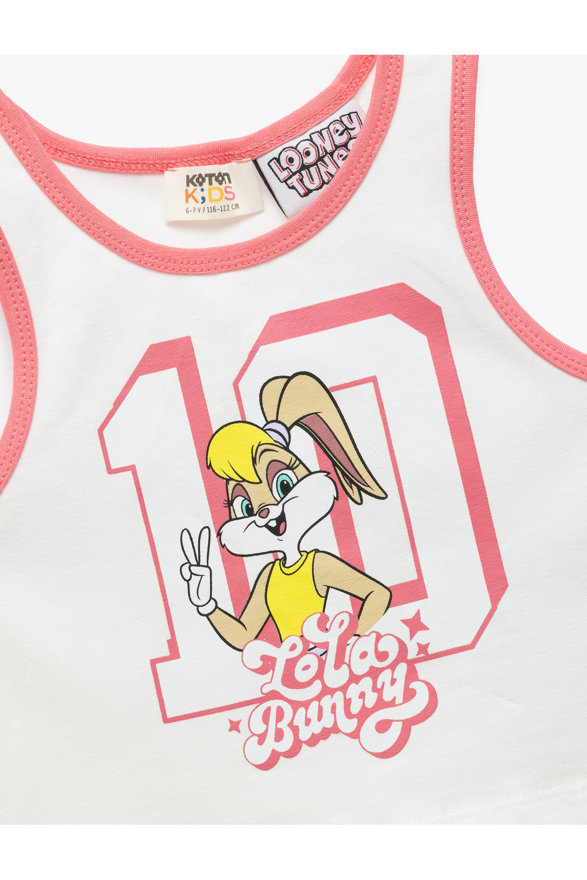 Pamuklu Lisanslı Bisiklet Yaka Baskılı Lola Bunny Crop Atlet