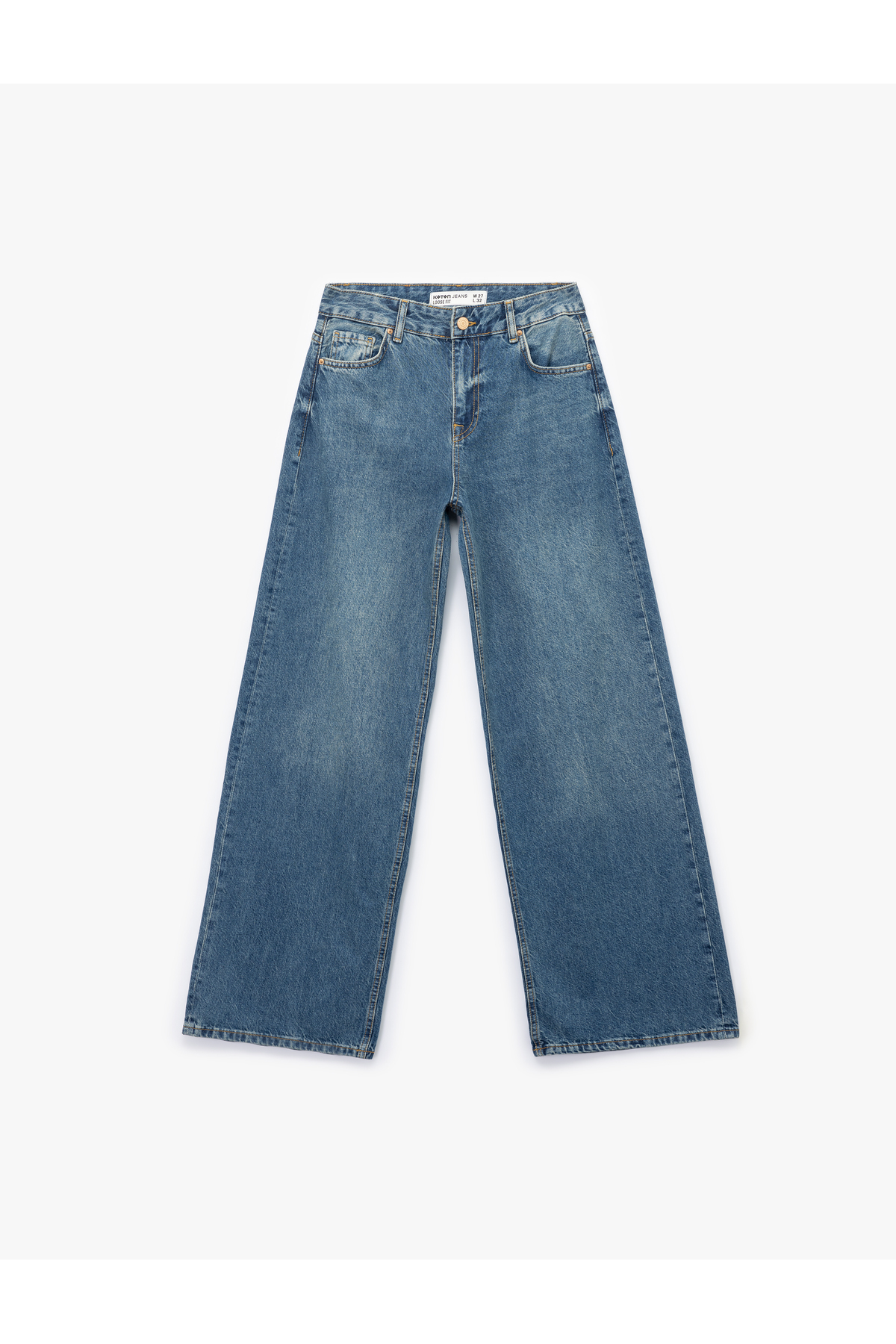 Pamuklu Loose Fit Düz Kalıp Jean Pantolon - Loose Straight Fit Jean