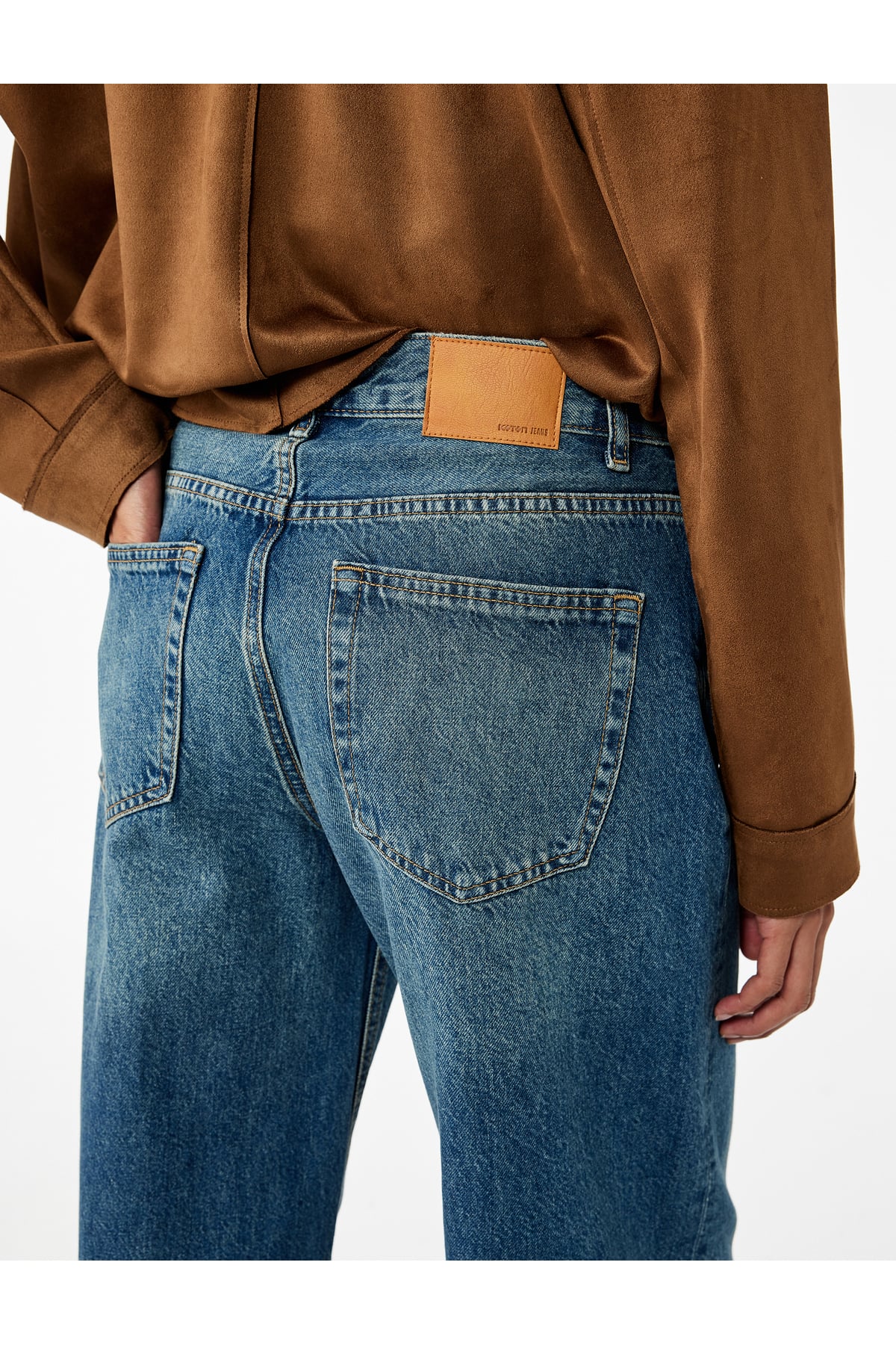 Pamuklu Loose Fit Düz Kalıp Jean Pantolon - Loose Straight Fit Jean