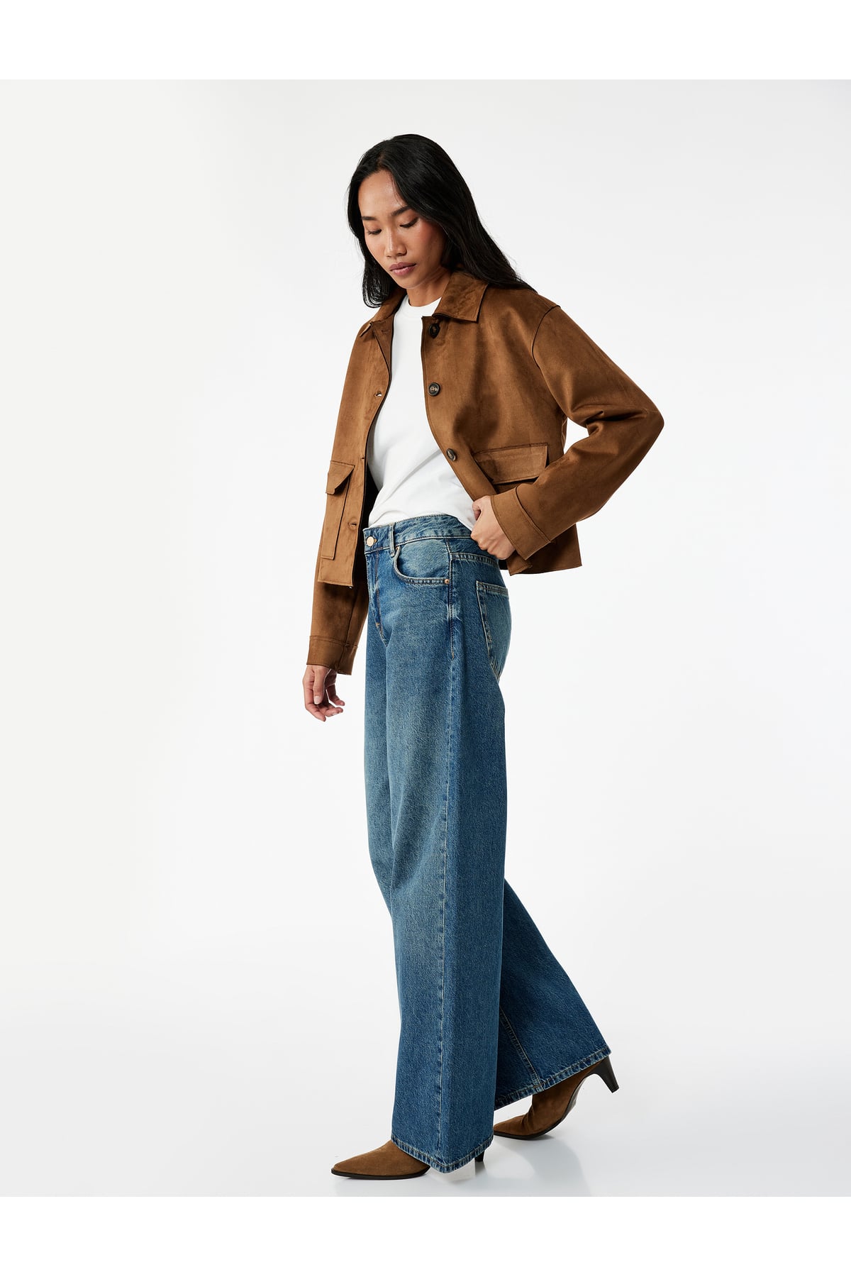 Pamuklu Loose Fit Düz Kalıp Jean Pantolon - Loose Straight Fit Jean