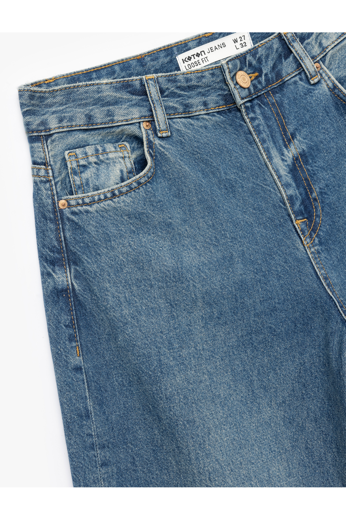 Pamuklu Loose Fit Düz Kalıp Jean Pantolon - Loose Straight Fit Jean