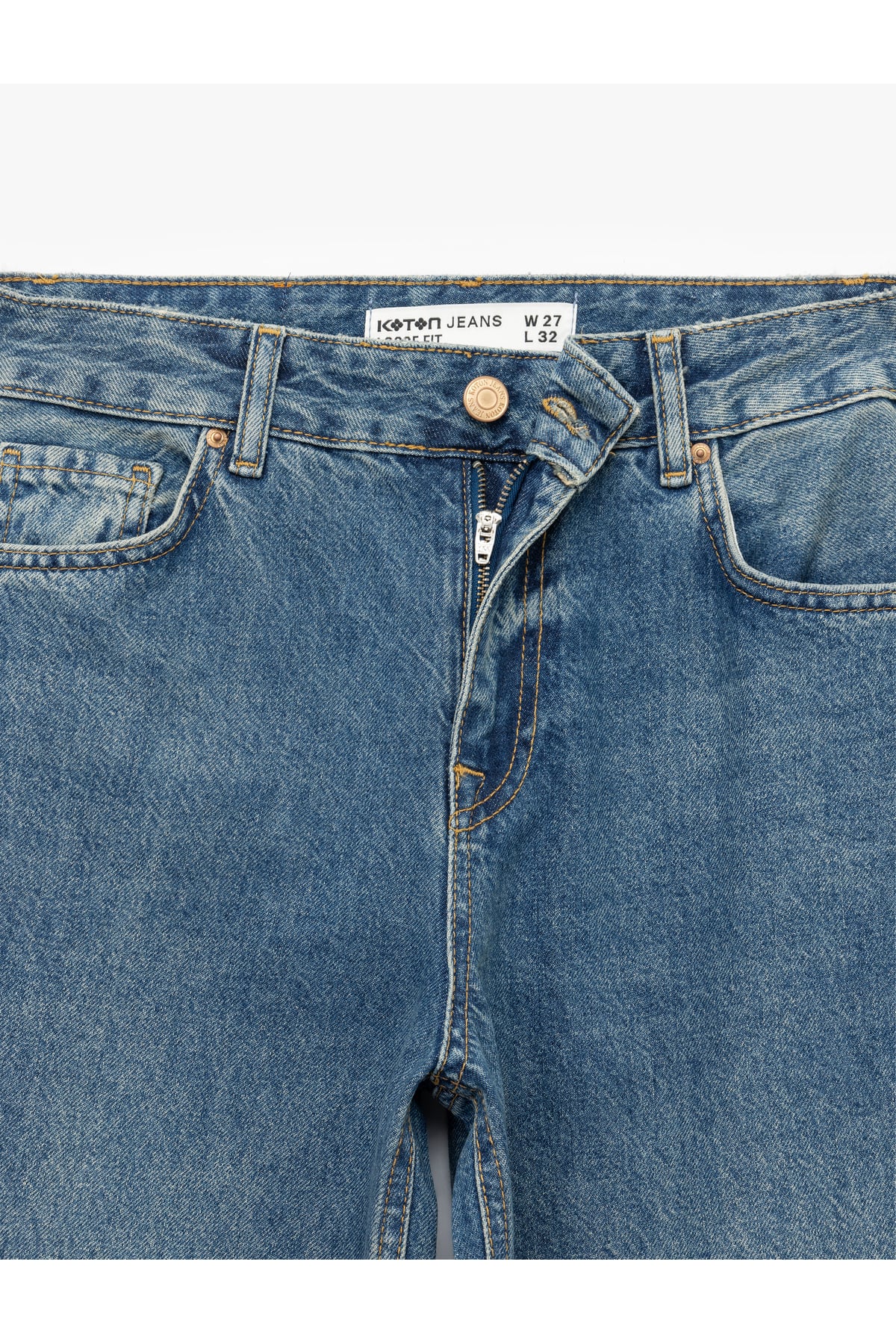 Pamuklu Loose Fit Düz Kalıp Jean Pantolon - Loose Straight Fit Jean