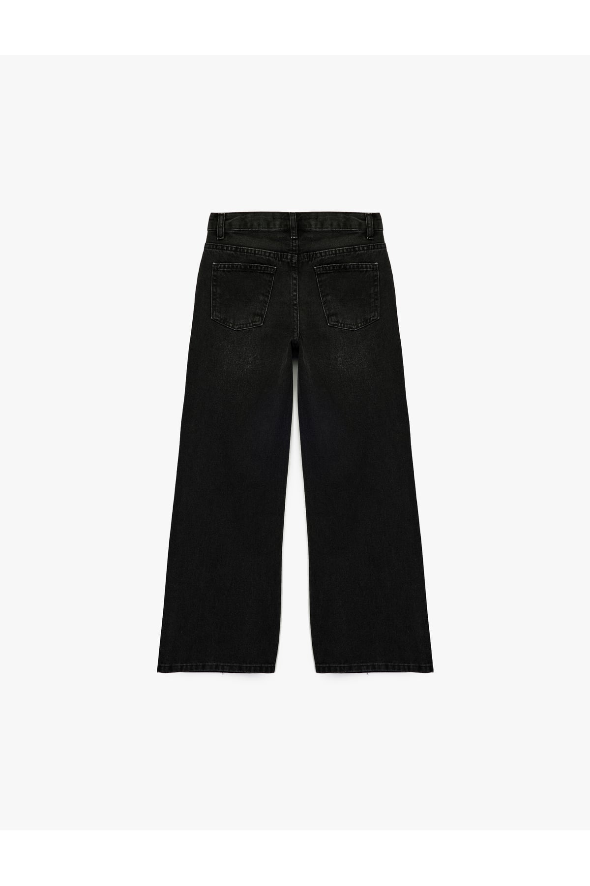 Pamuklu Loose Fit Zımba Detaylı Geniş Paça Denim Pantolon