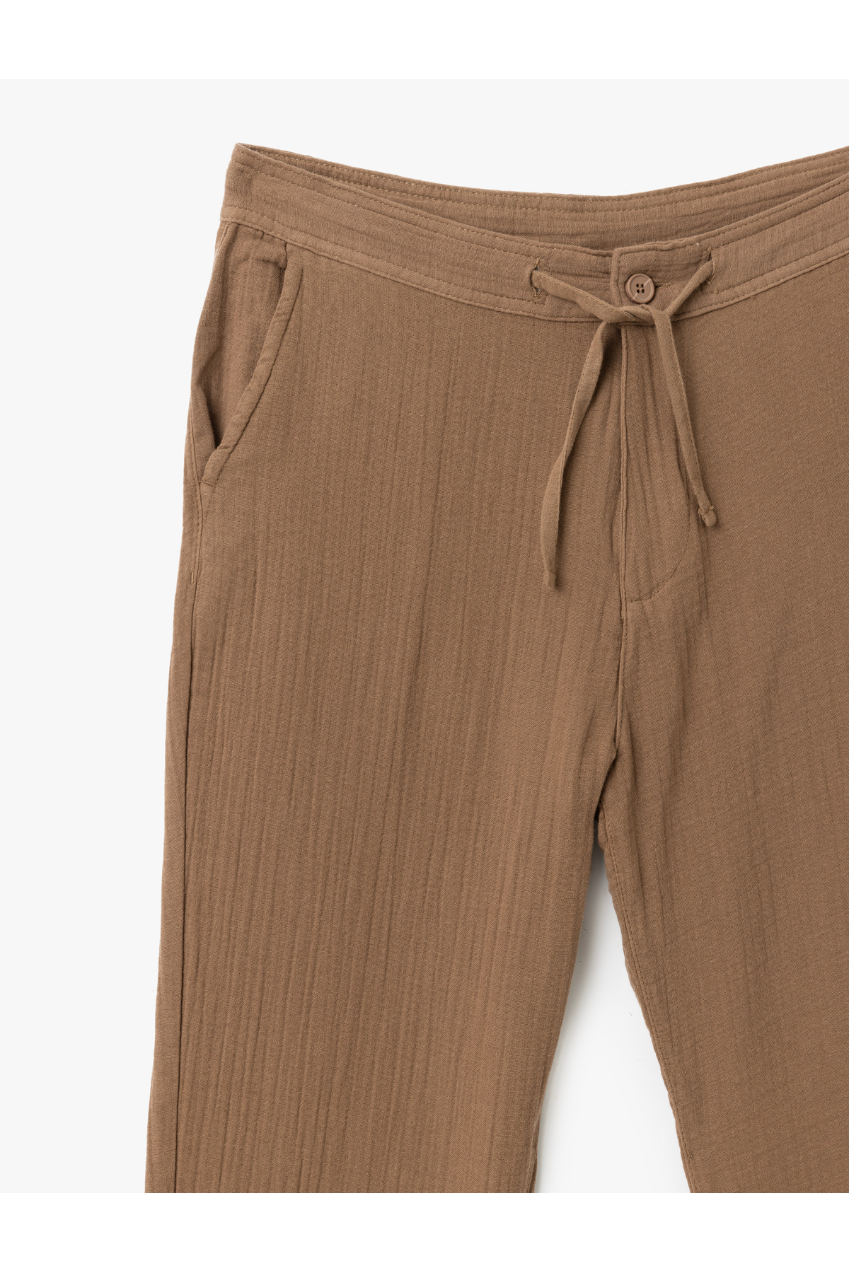 Pamuklu Müslin Chino Cep Detaylı Beli Bağcıklı Pantolon
