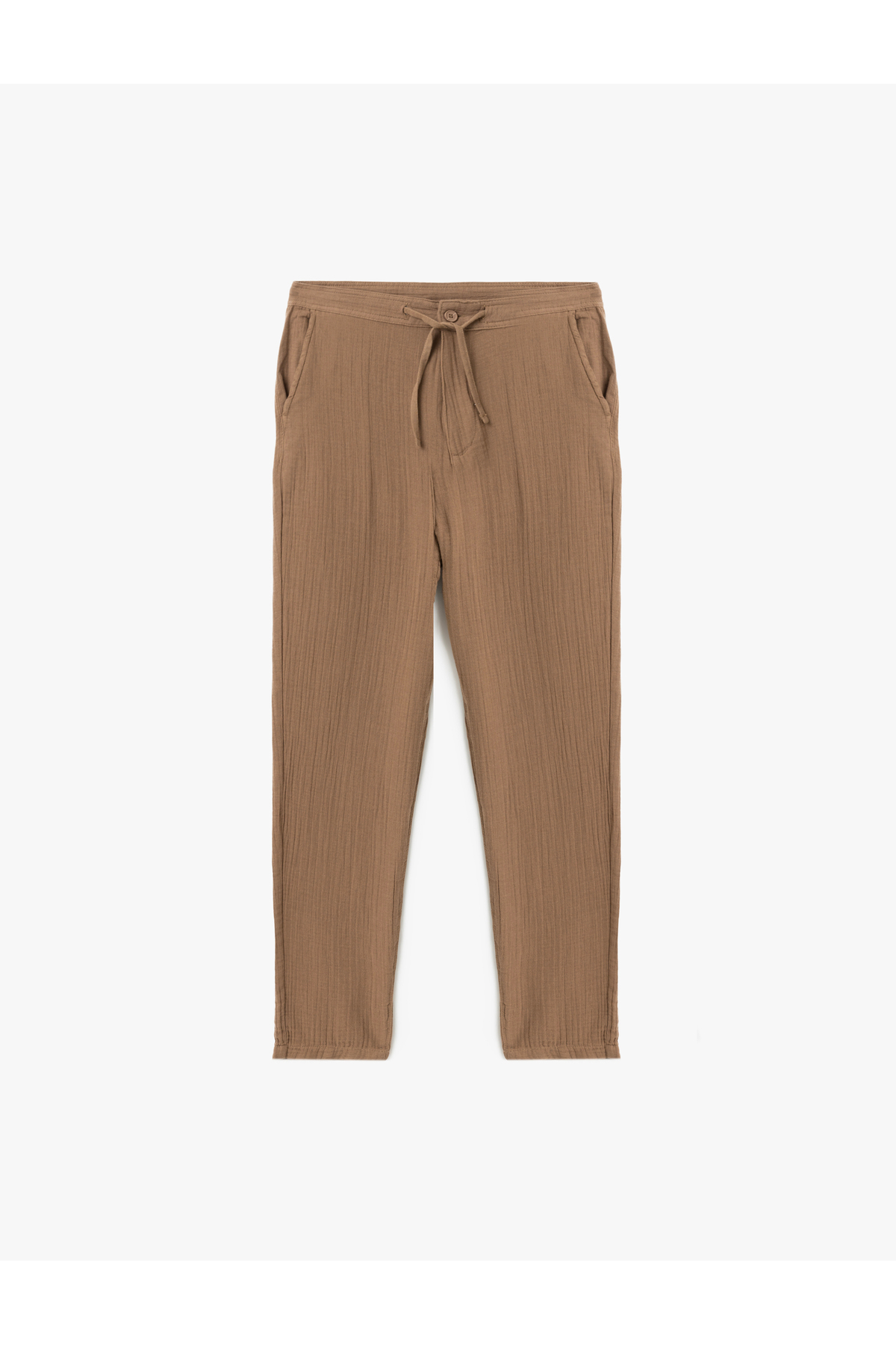 Pamuklu Müslin Chino Cep Detaylı Beli Bağcıklı Pantolon