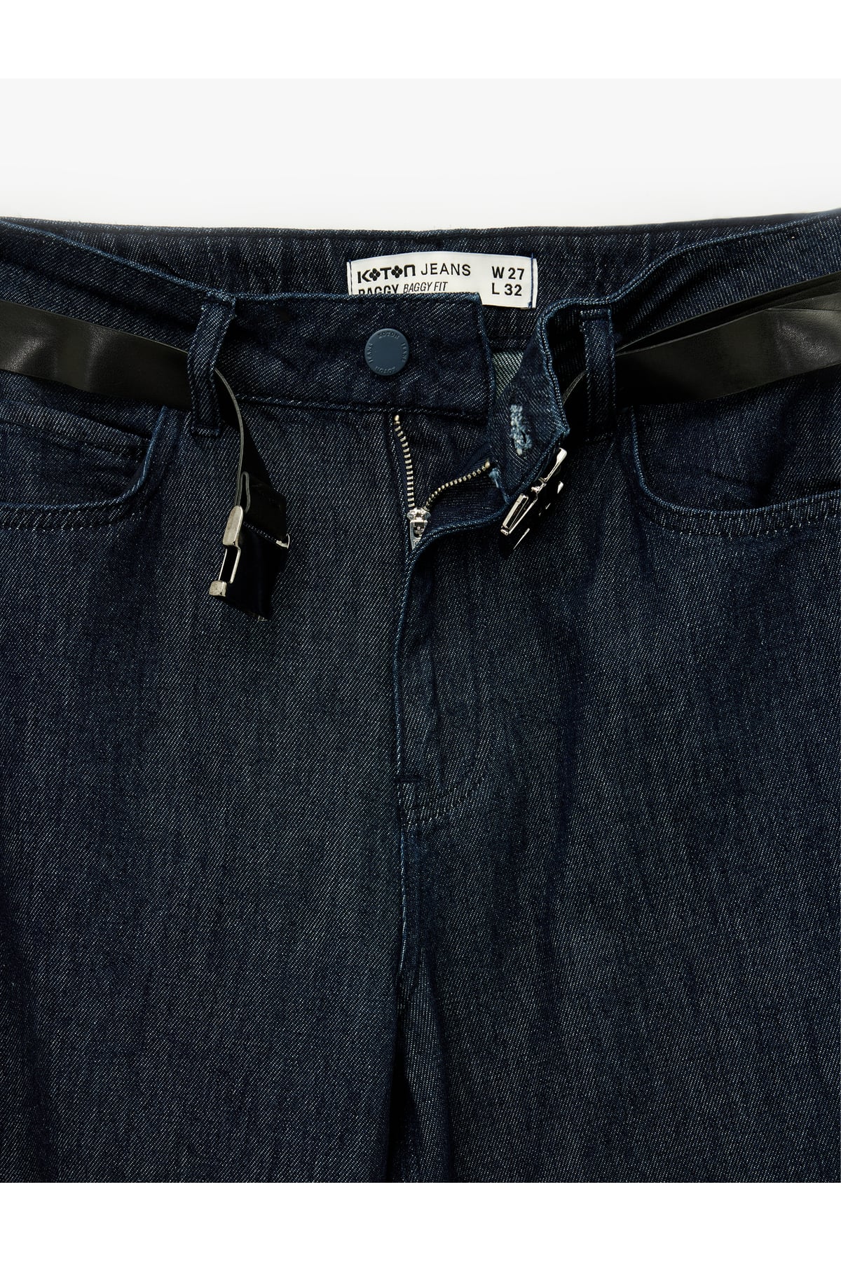 Pamuklu Normal Bel Kemer Detaylı Rahat Kalıp Baggy Jean Pantolon - Baggy Jeans