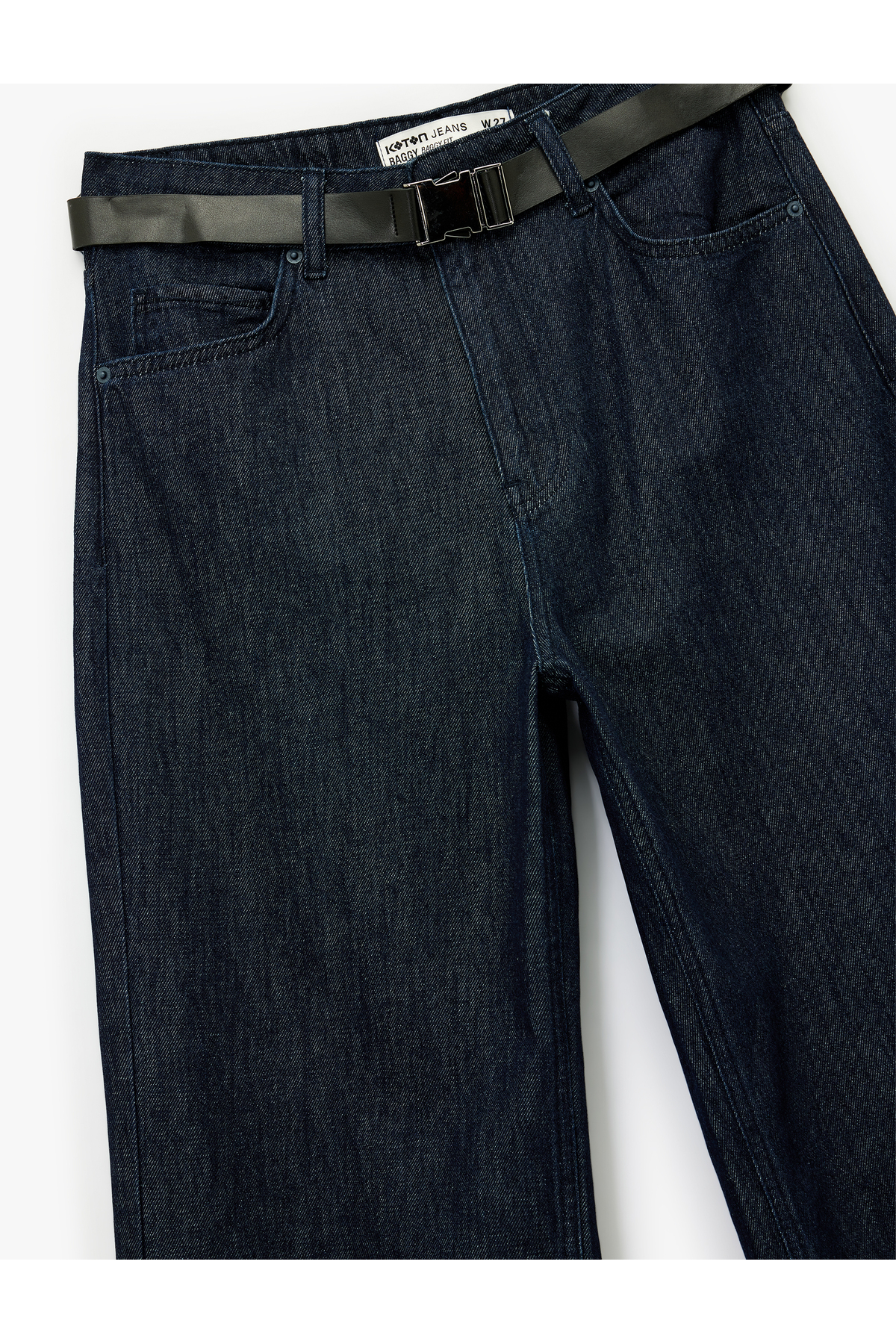 Pamuklu Normal Bel Kemer Detaylı Rahat Kalıp Baggy Jean Pantolon - Baggy Jeans