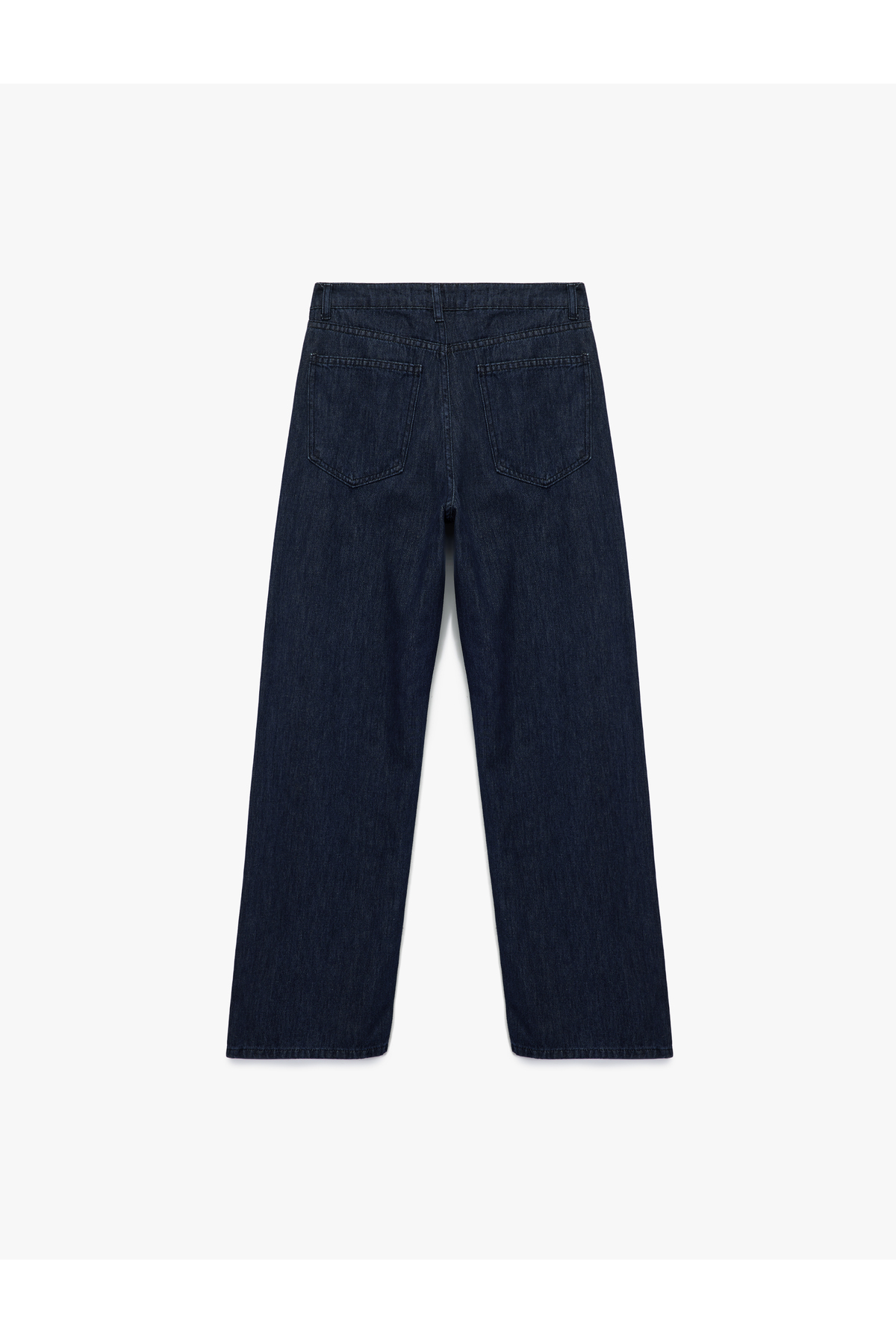 Pamuklu Rahat Kalıp Düz Paça Taşlı Jean Pantolon - Loose Straight Fit Jean