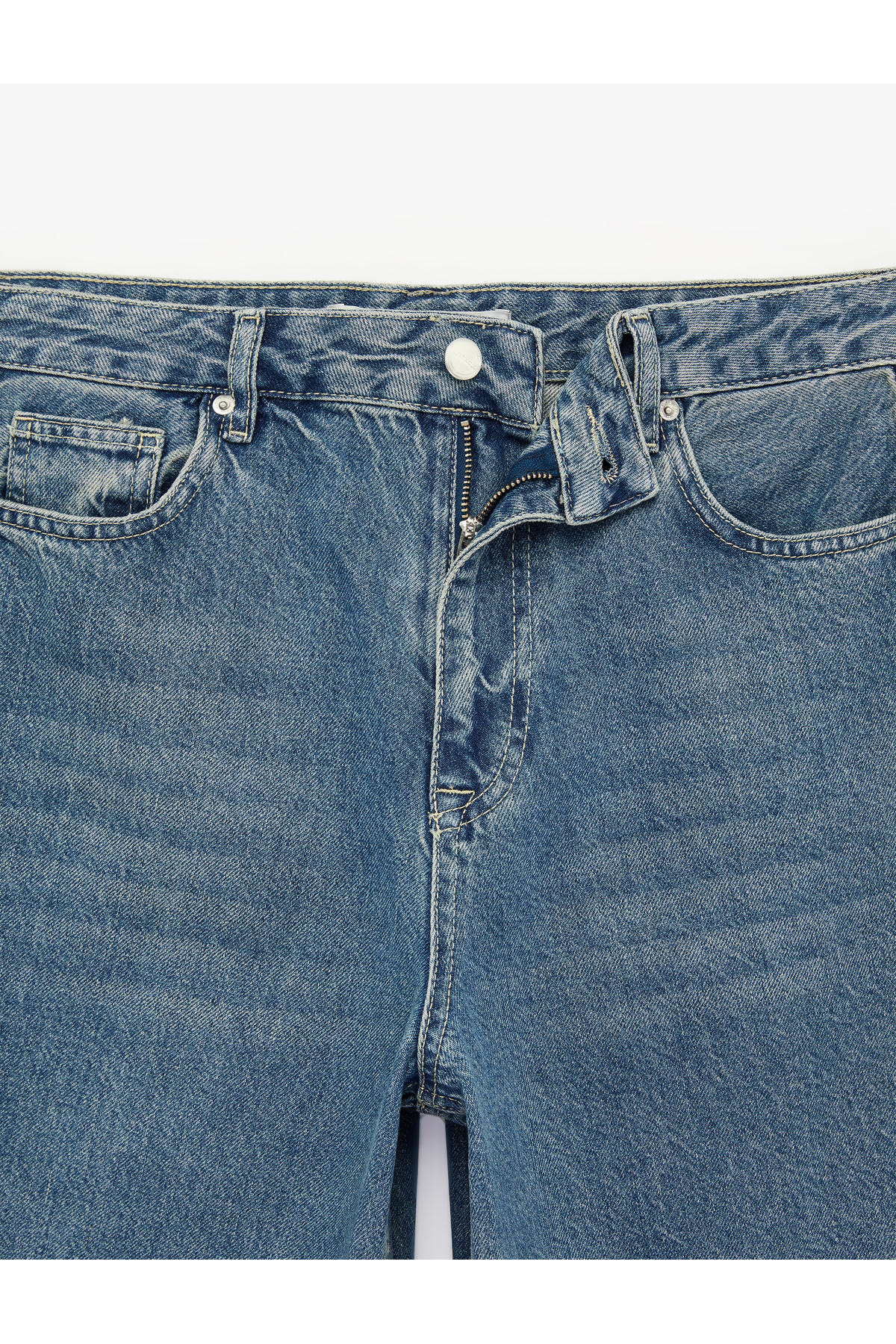 Pamuklu Rahat Kalıp Normal Paça Balon Denim Pantolon -Balloon Jean