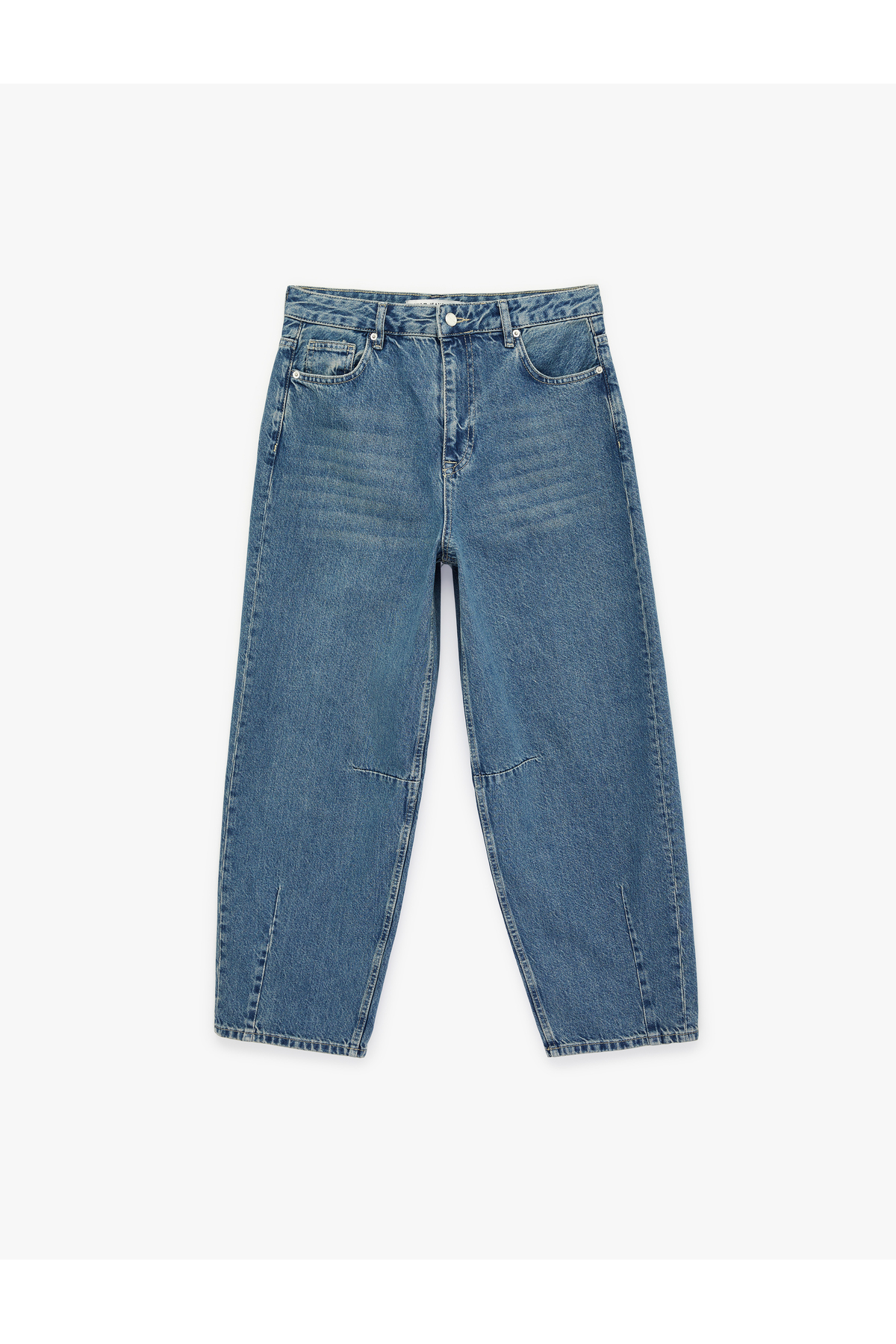 Pamuklu Rahat Kalıp Normal Paça Balon Denim Pantolon -Balloon Jean