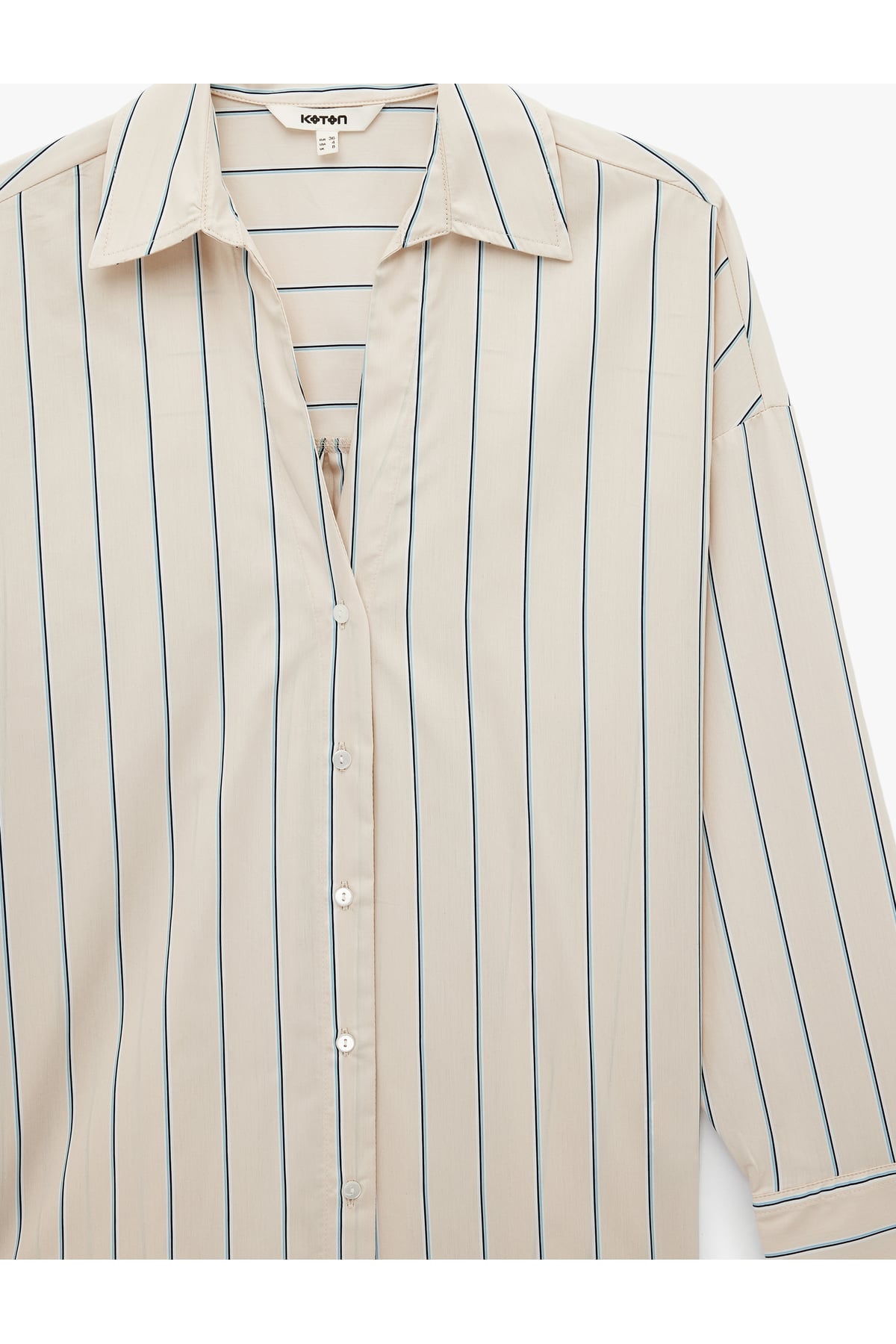 Pamuklu Regular Fit Uzun Kollu Düğmeli Çizgili Poplin Gömlek