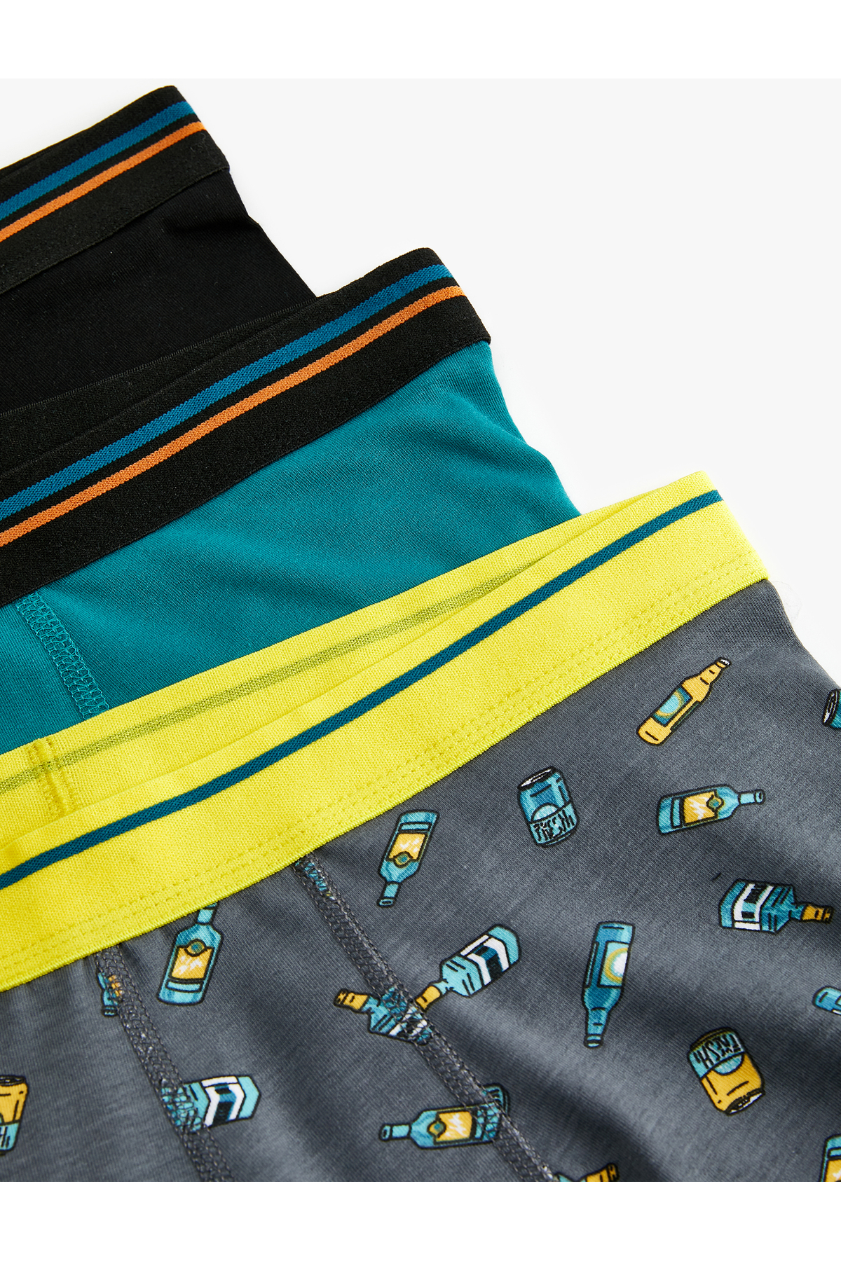 Pamuklu Şişe Baskılı Oversize 3'lü Boxer Seti