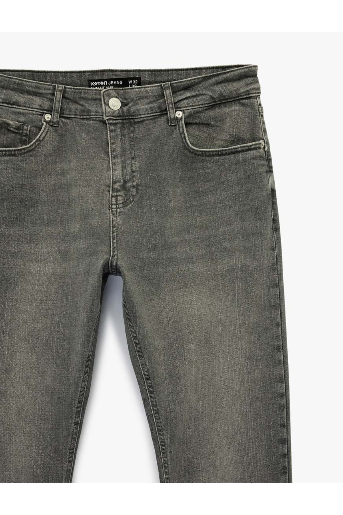 Pamuklu Slim Fit Gri Erkek Jean Pantolon 6SAM40056ND